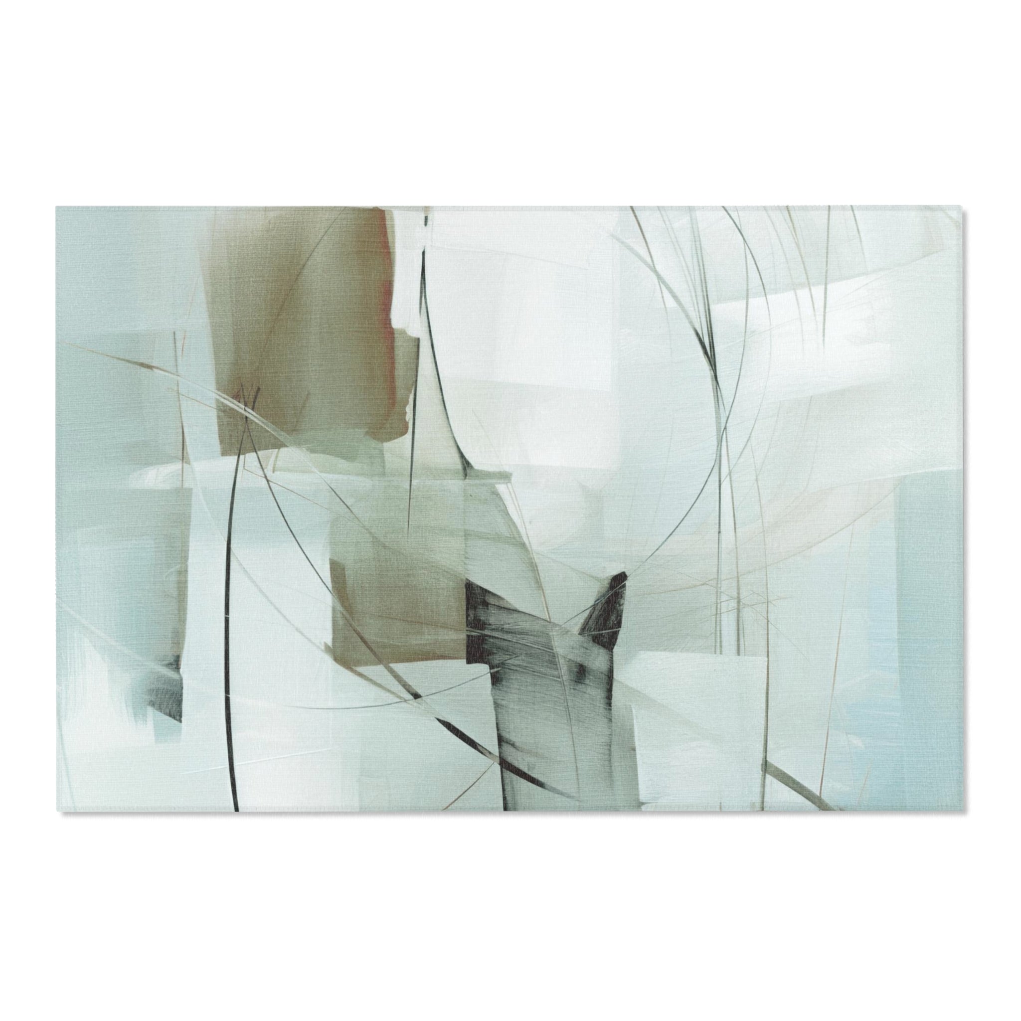 Modern Area Rug | Abstract Pastel Pale Blue, Grey