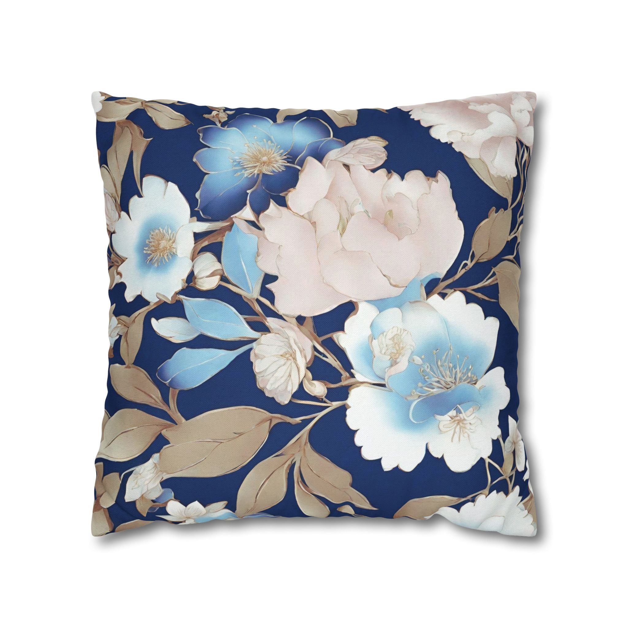 Floral Pillow Cover | Blue Beige Blush Garden