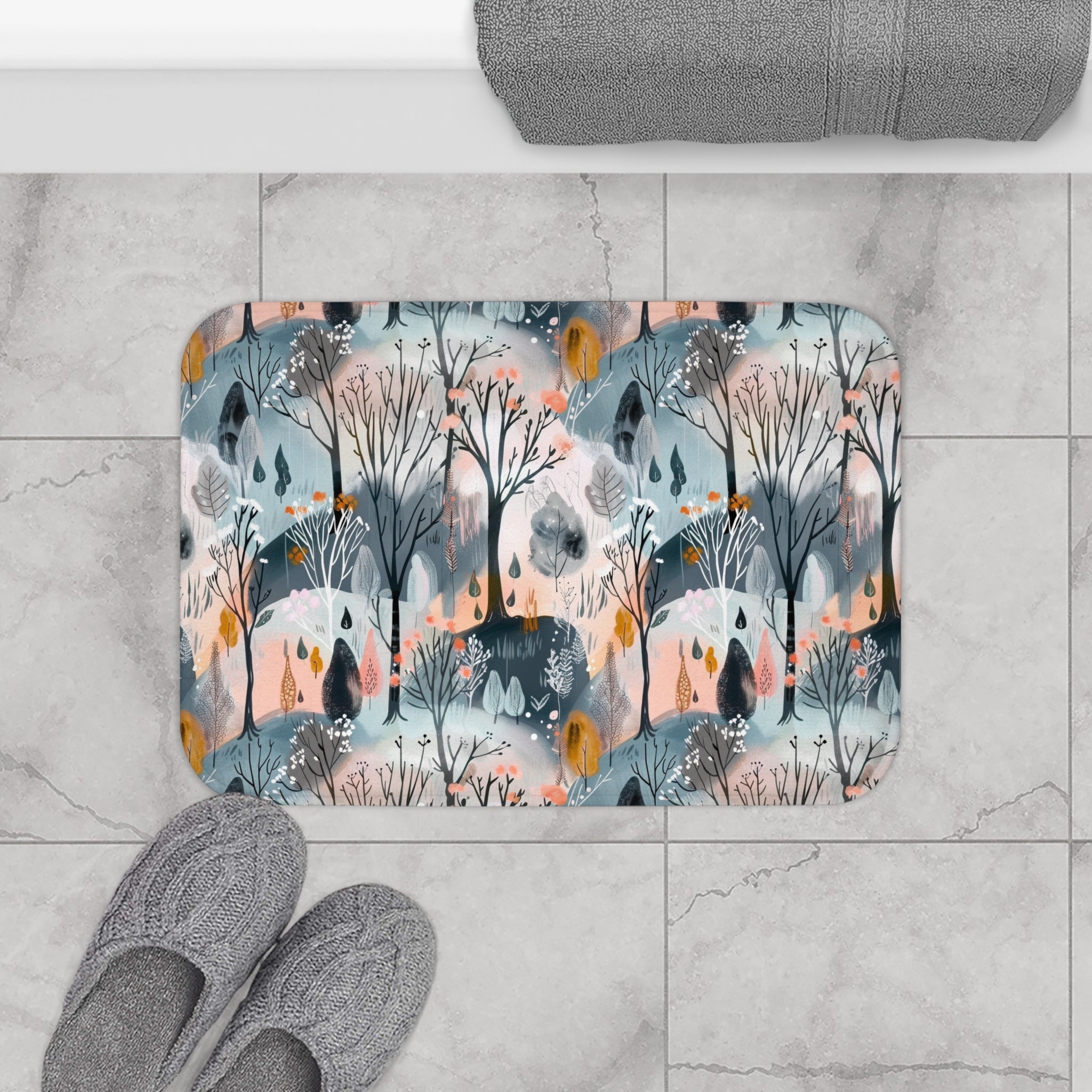 Colorful Bath, Kitchen Mat | Abstract Forest