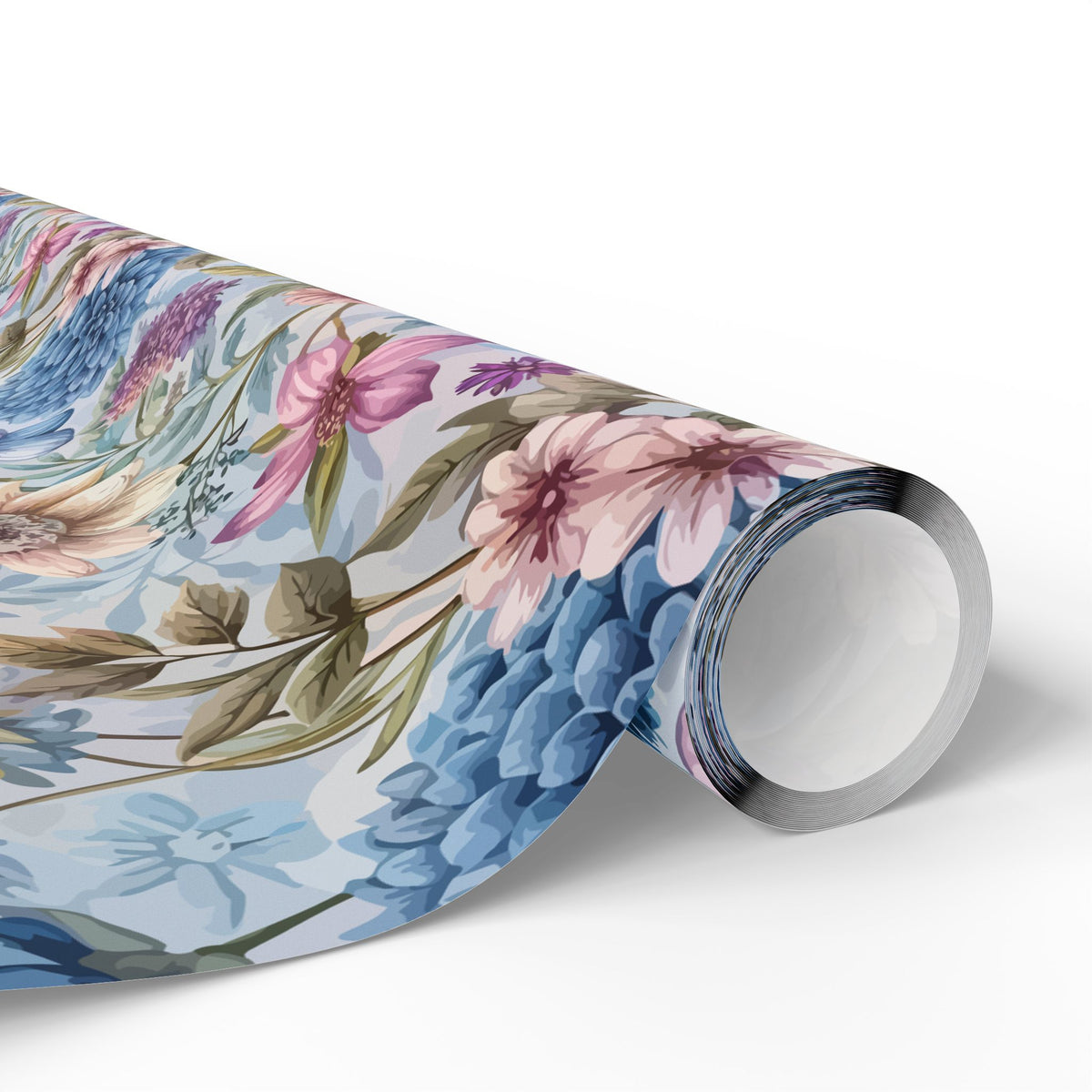 Pink Blue Chintz Floral Wrapping Paper, Vintage Gift Wrap