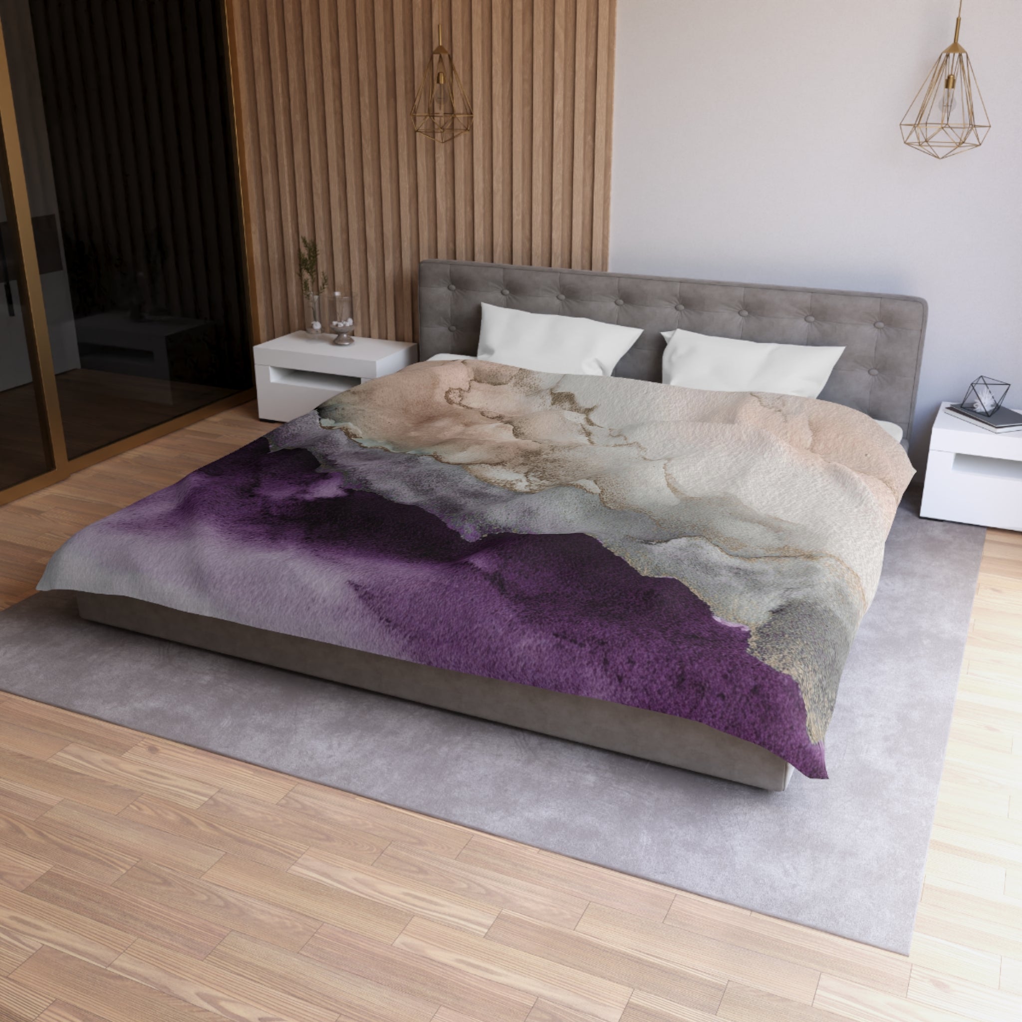 Ombre Duvet, Pillow Cover | Purple Beige Bedroom Decor