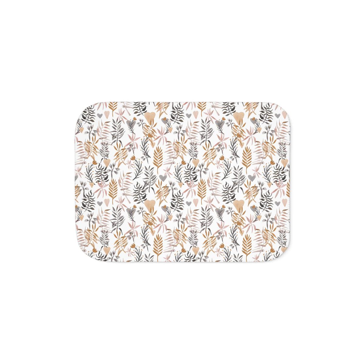 Boho Botanical Leaf Sherpa Blanket | Blush Caramel Gray Throw