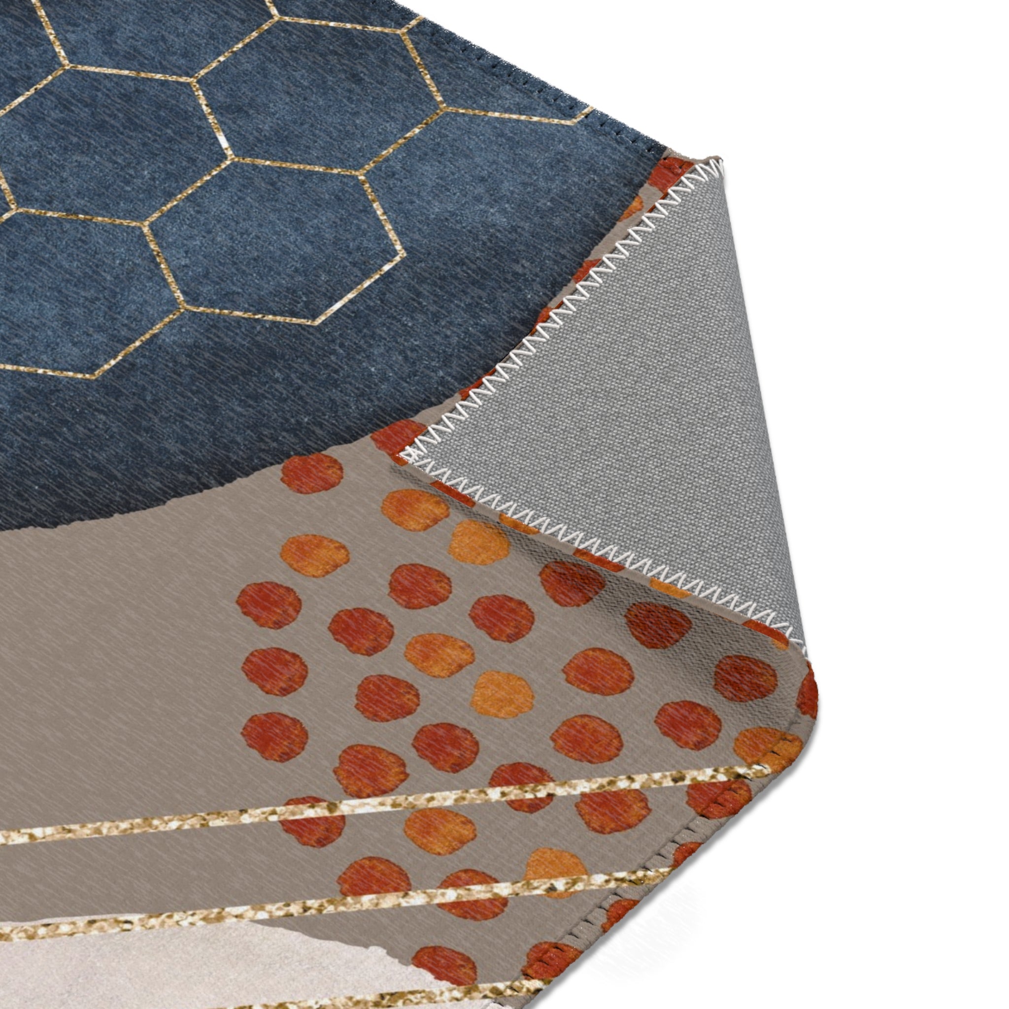 Abstract Area Rug | Watercolor Taupe Beige, Navy Blue Rust