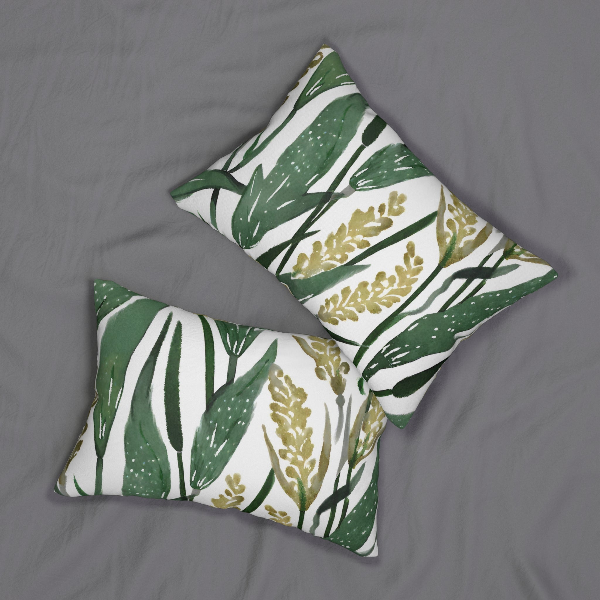 Boho Floral Lumbar Pillow | Sage Green, Beige White