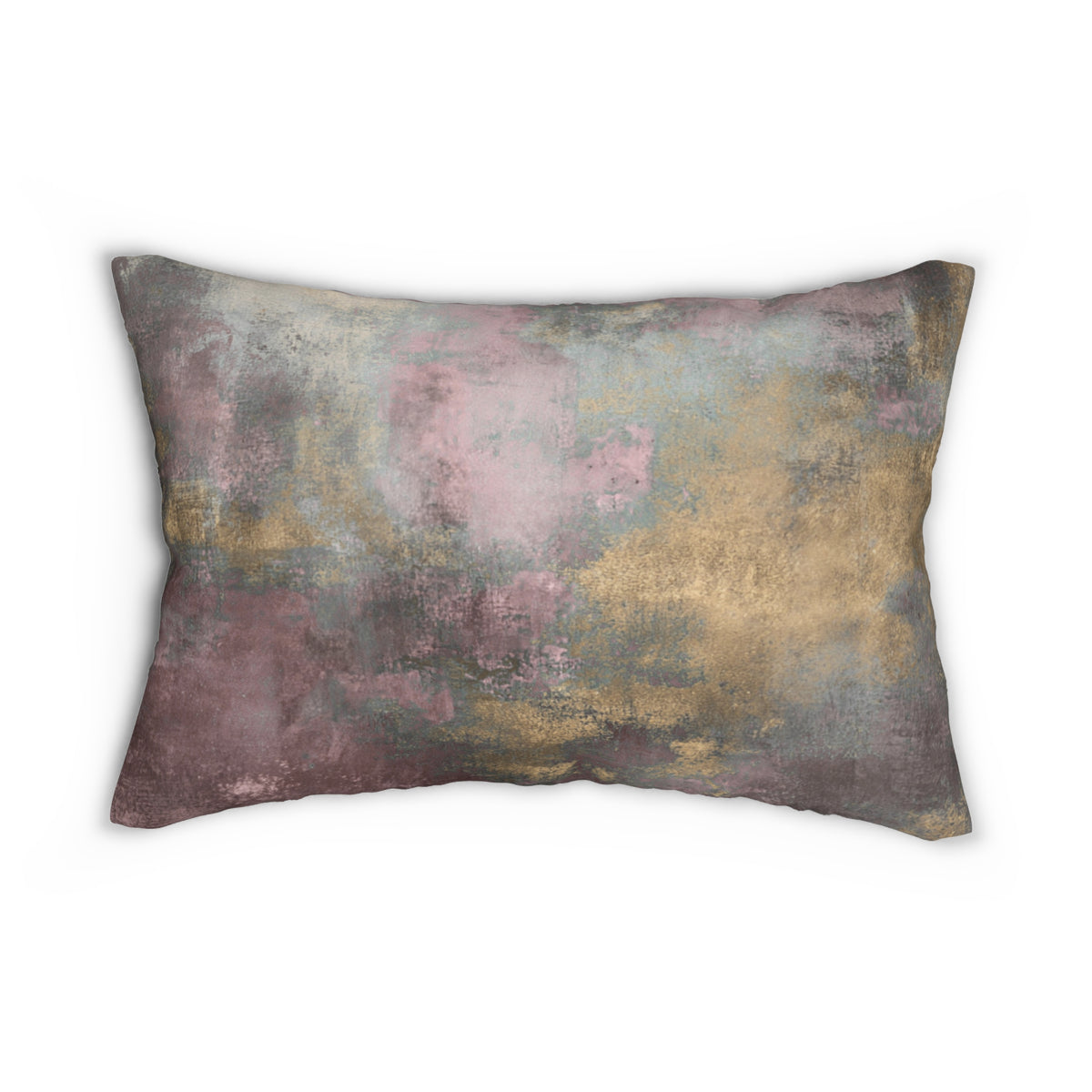 Dusty Rose Charcoal and Muted Gold Abstract Lumbar Pillow