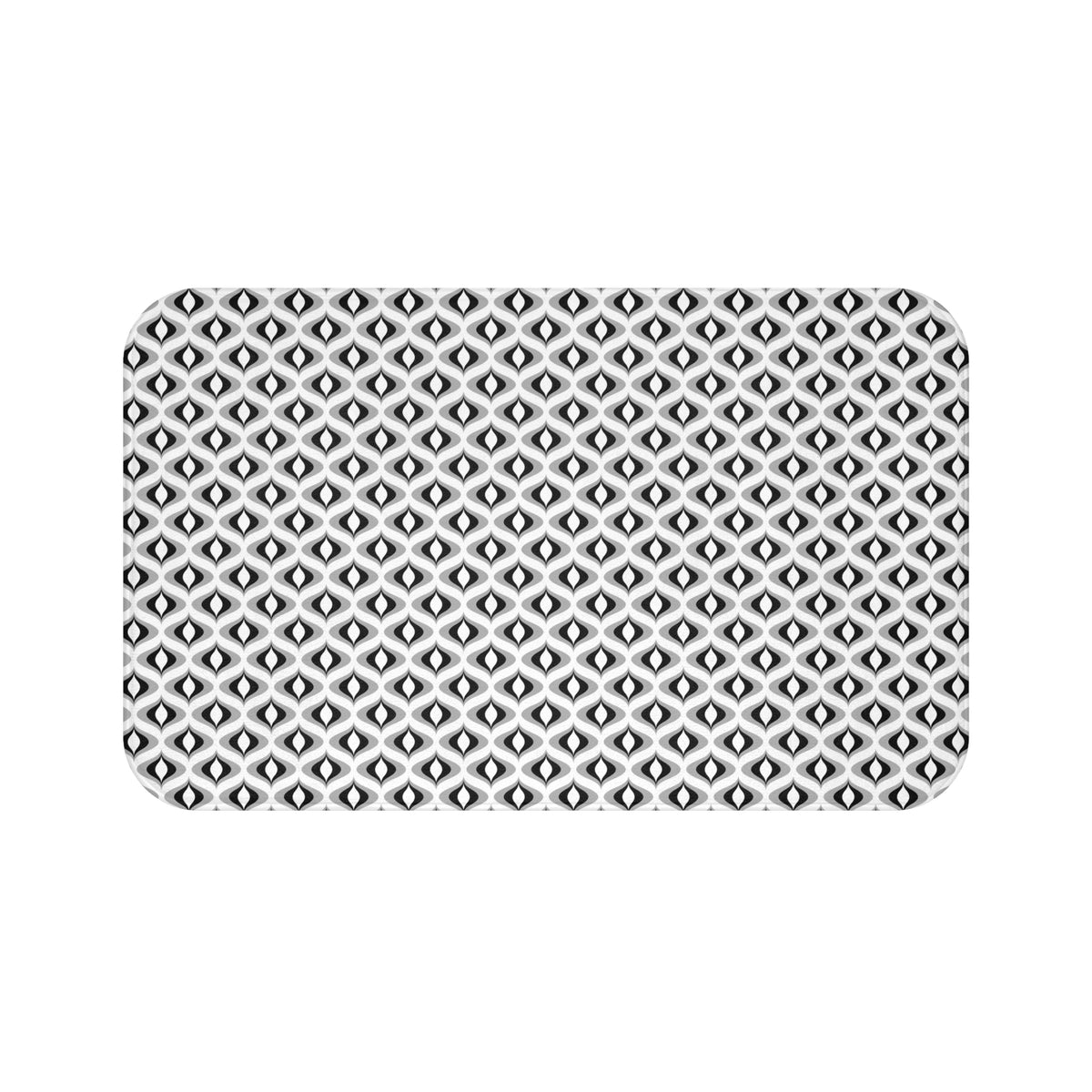 Black Grey Retro Ogee Bath Mat, Mid-Century Bathroom Rug