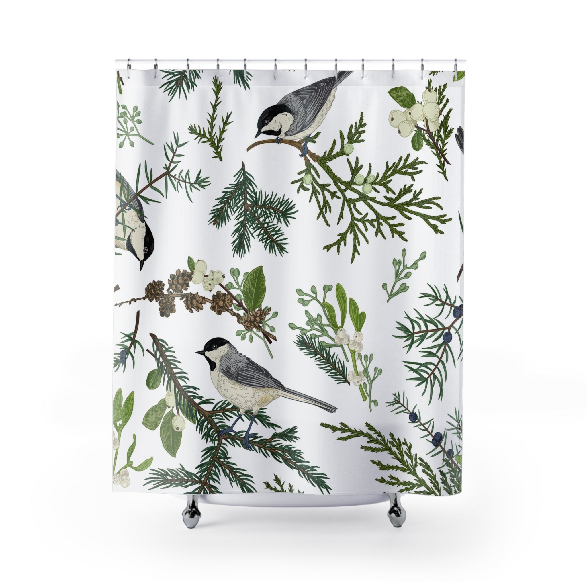 Shabby Nature Shower Curtain | Green White, Nature Bath Curtain