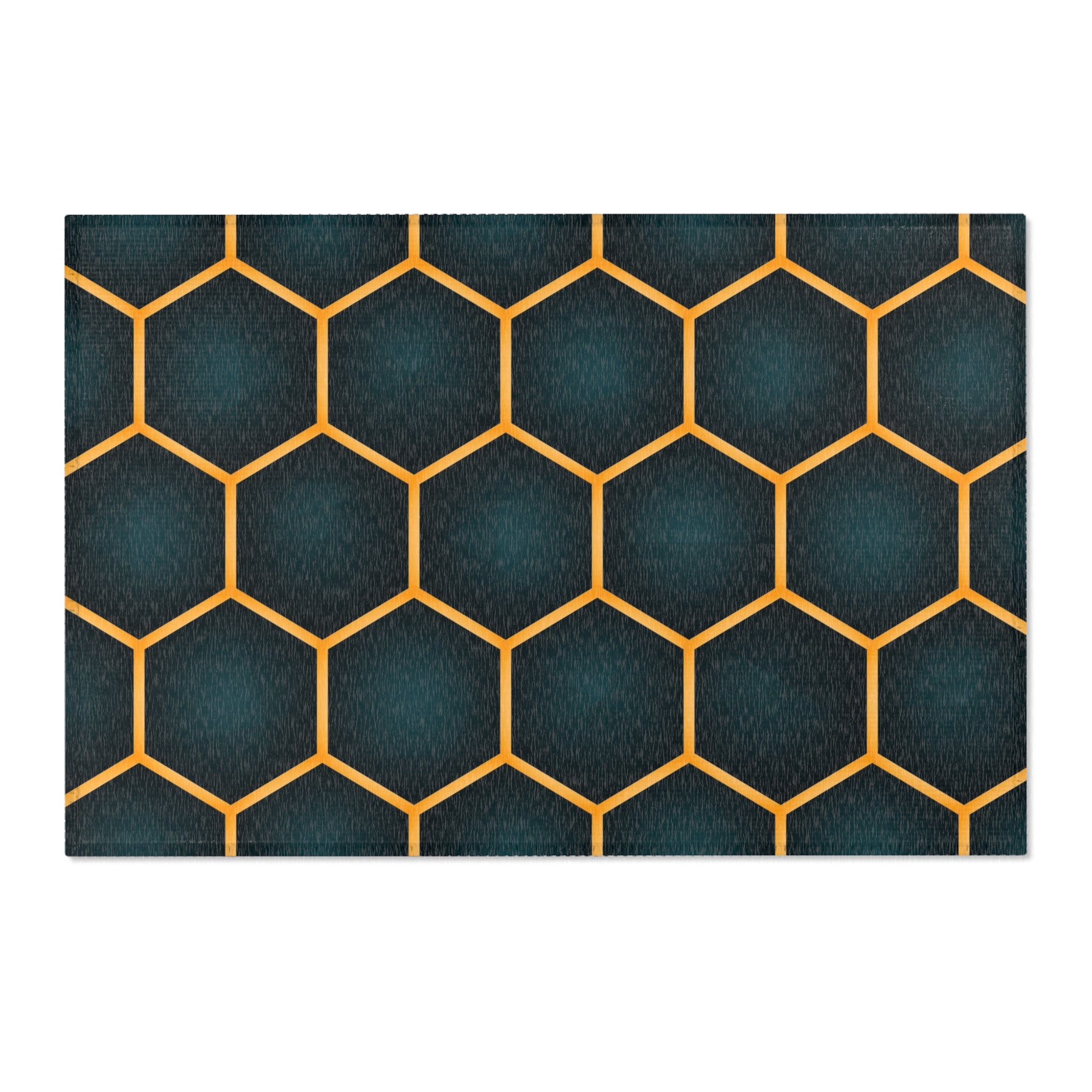 Art Deco Boho Area Rug | Fade Navy Blue, Gold Geometric Minimalist