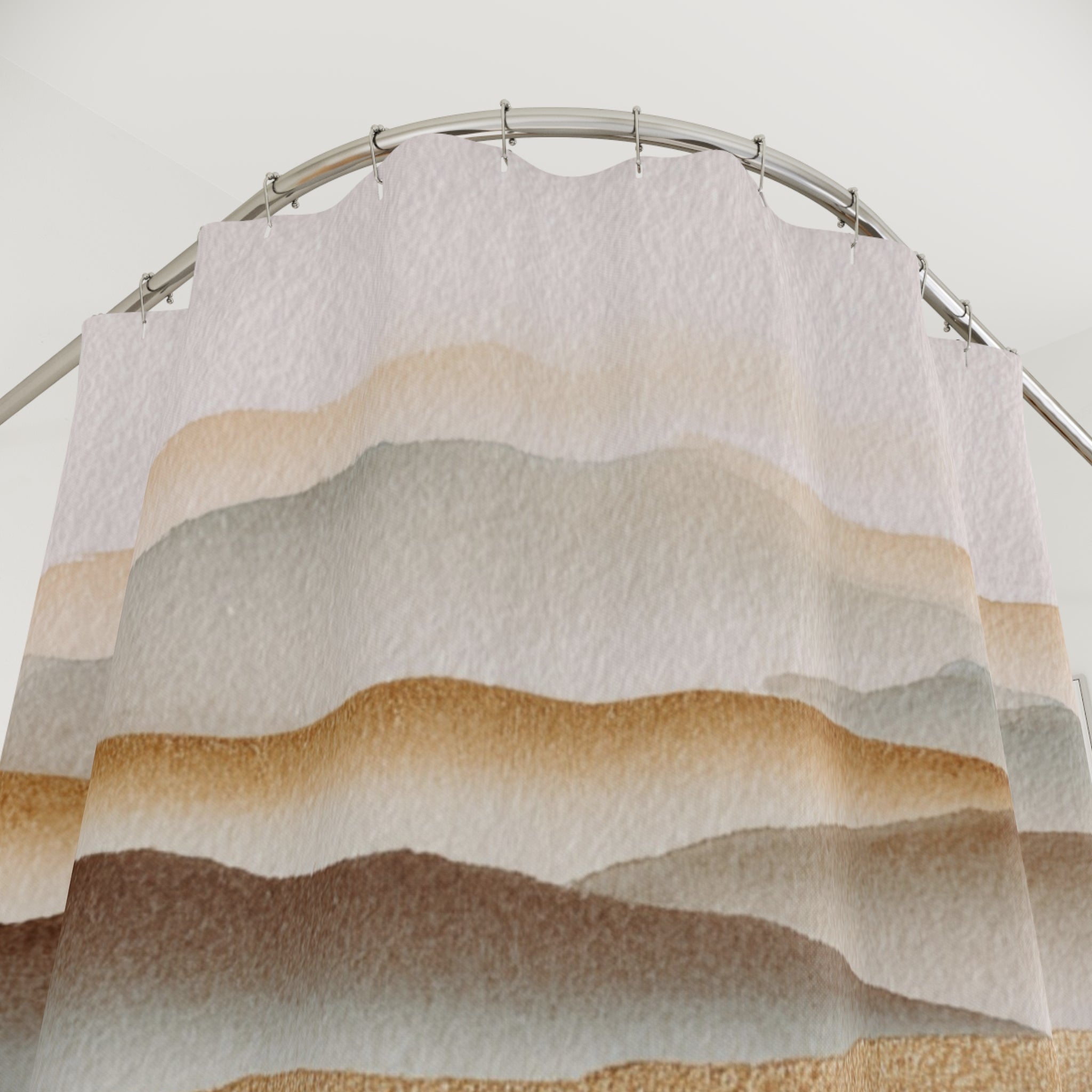 Landscape Shower Curtain | Nature Brown Beige Abstract Art