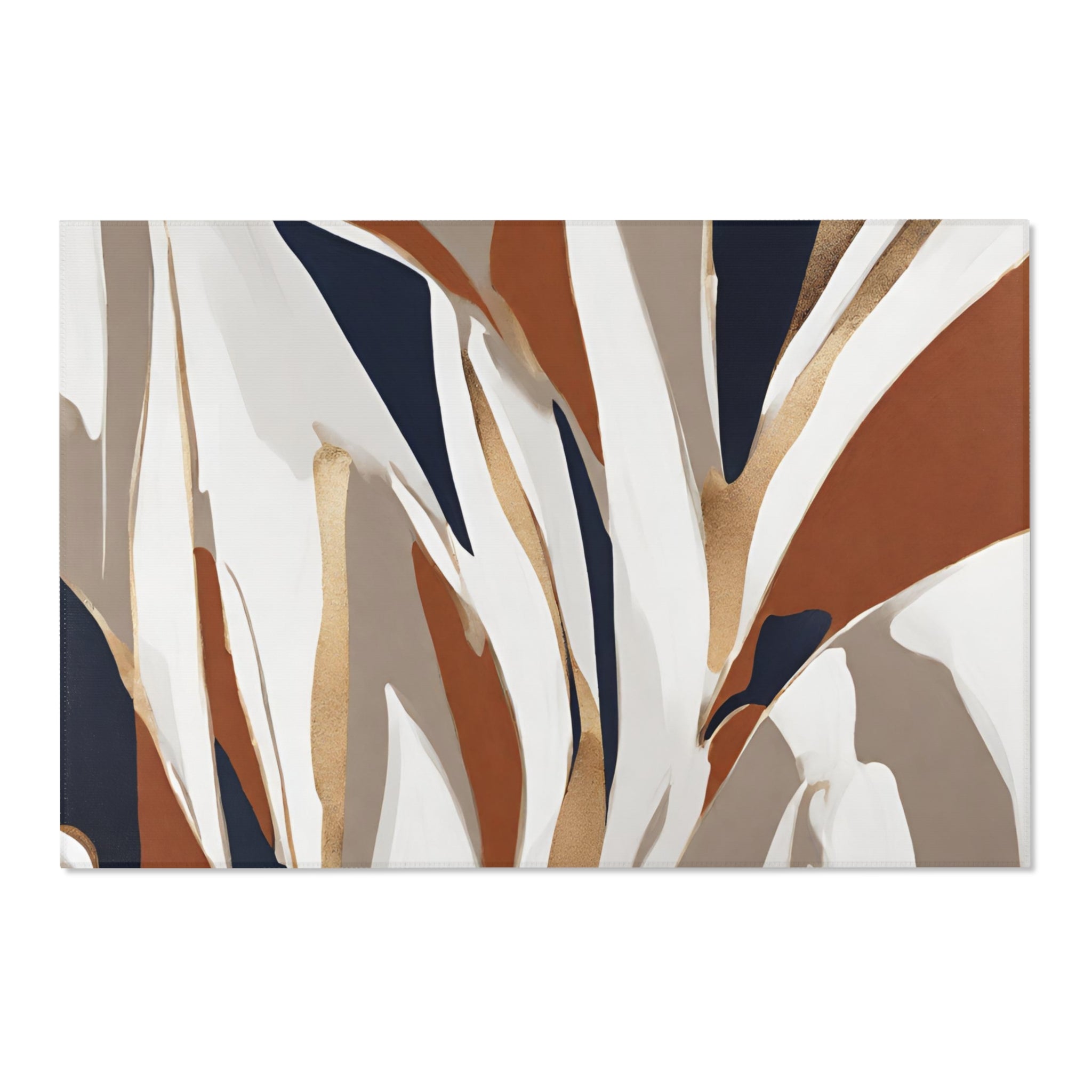 Abstract Area Accent Rug | Beige Rust, Navy blue White