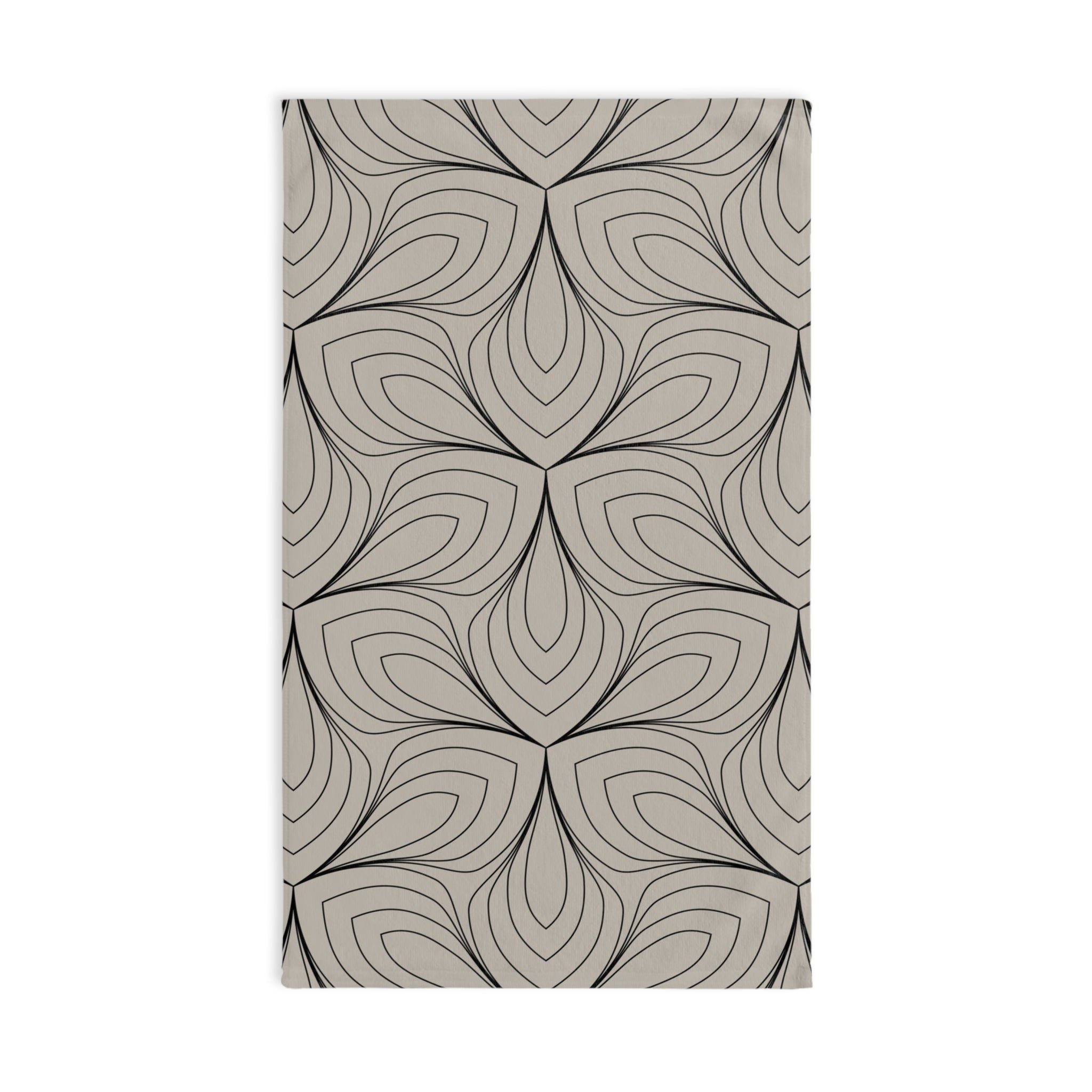 Abstract Kitchen, Bath Hand Towel | Beige Black Mandala