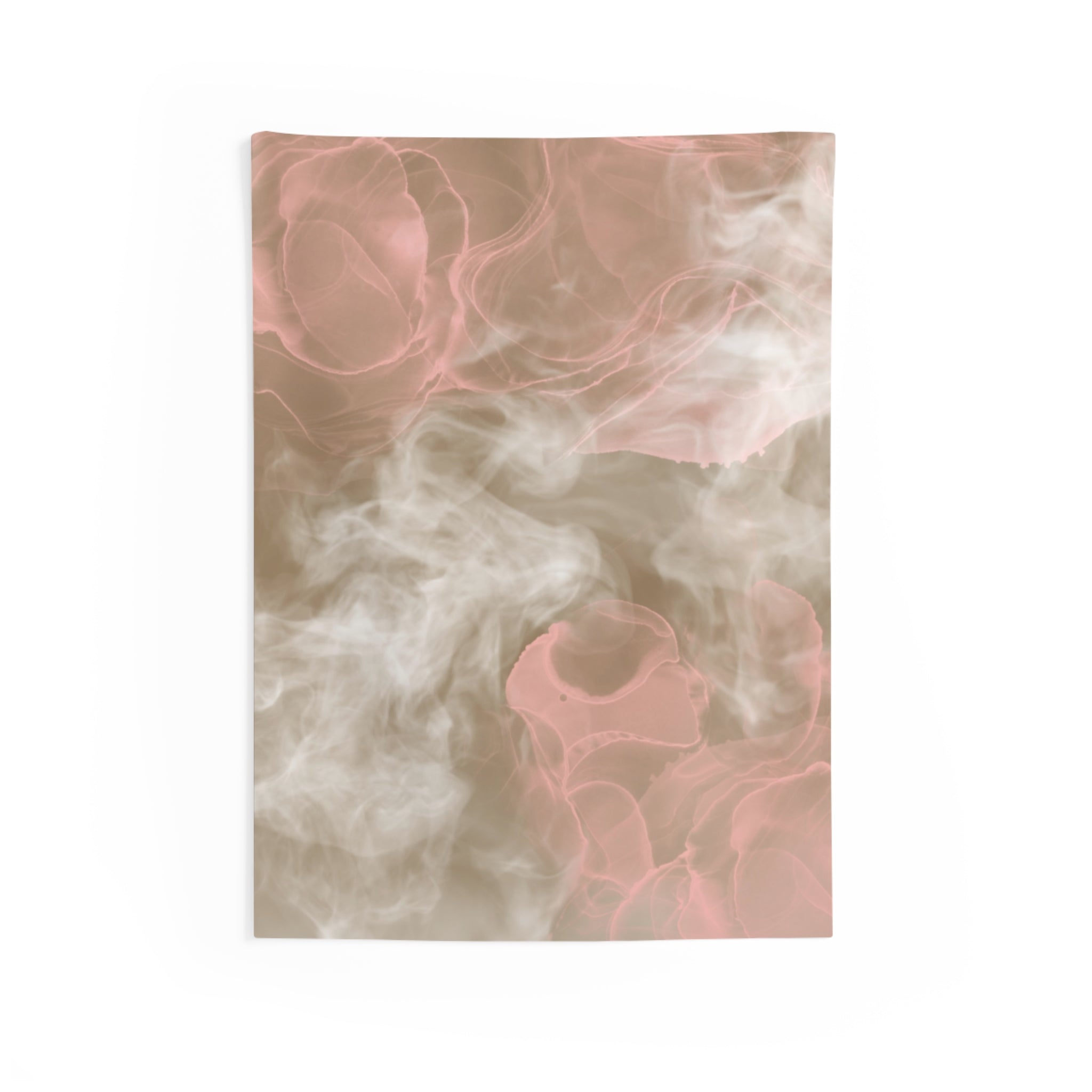 Abstract Wall Hanging Fabric Tapestry; Beige Pink Watercolor