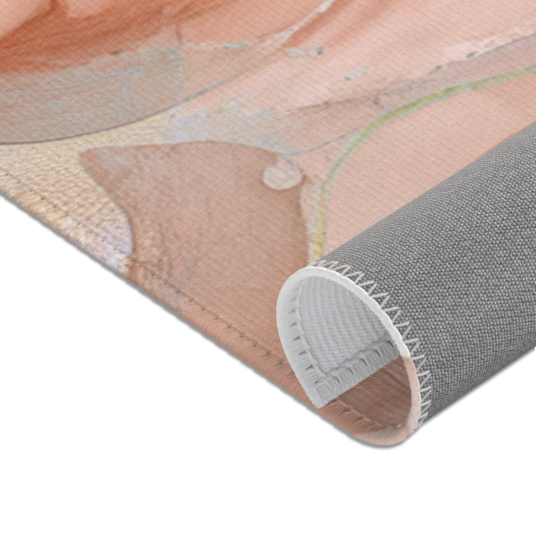 Abstract Floral Area Rug | Peach Brown Beige Watercolor