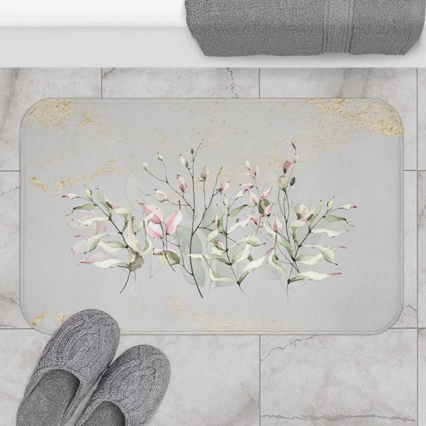 Boho Floral Bath, Kitchen Floor Mat | Grey Blush Pink Beige