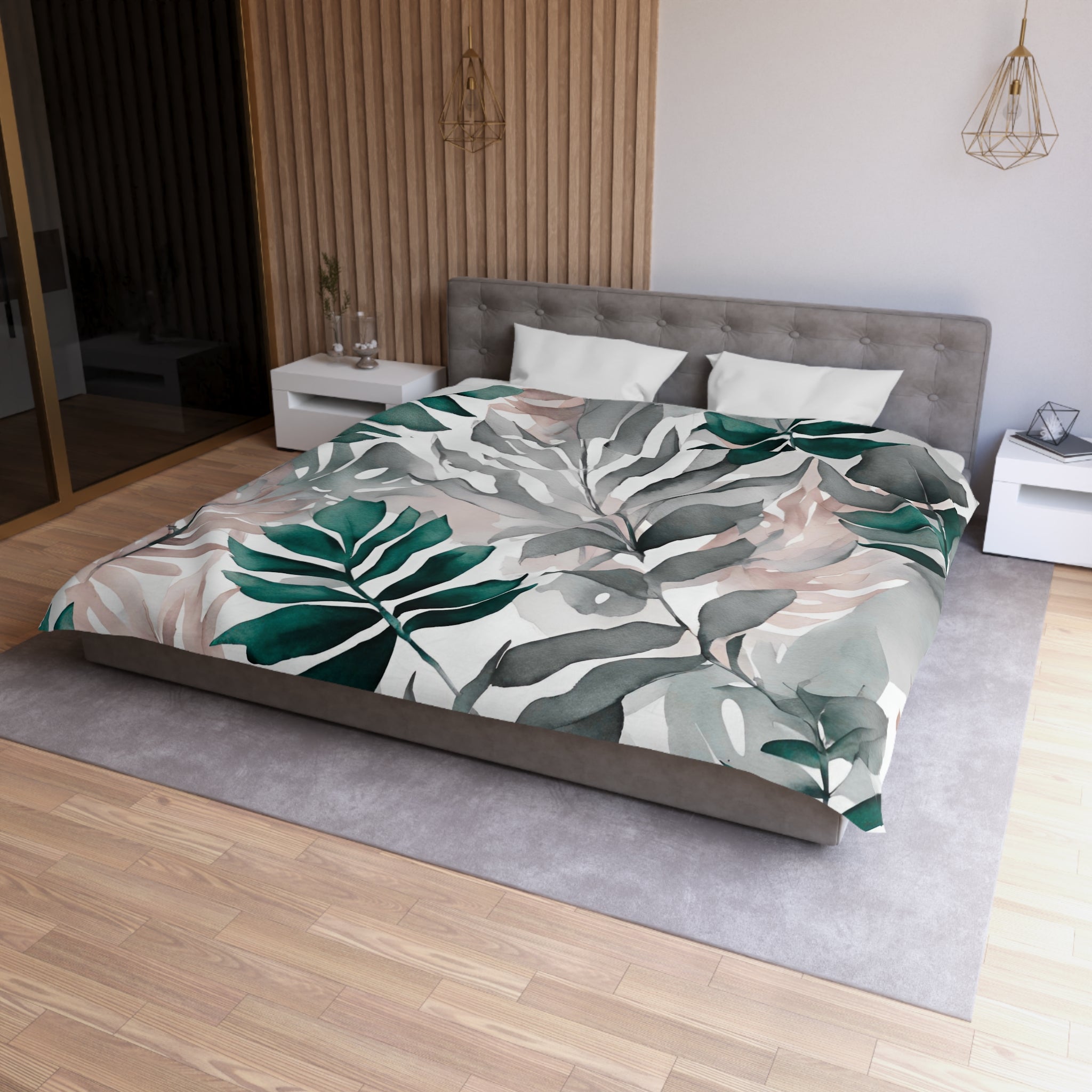 Floral Cotton Duvet, Pillow Cover | Nature Leaves Bedroom Decor