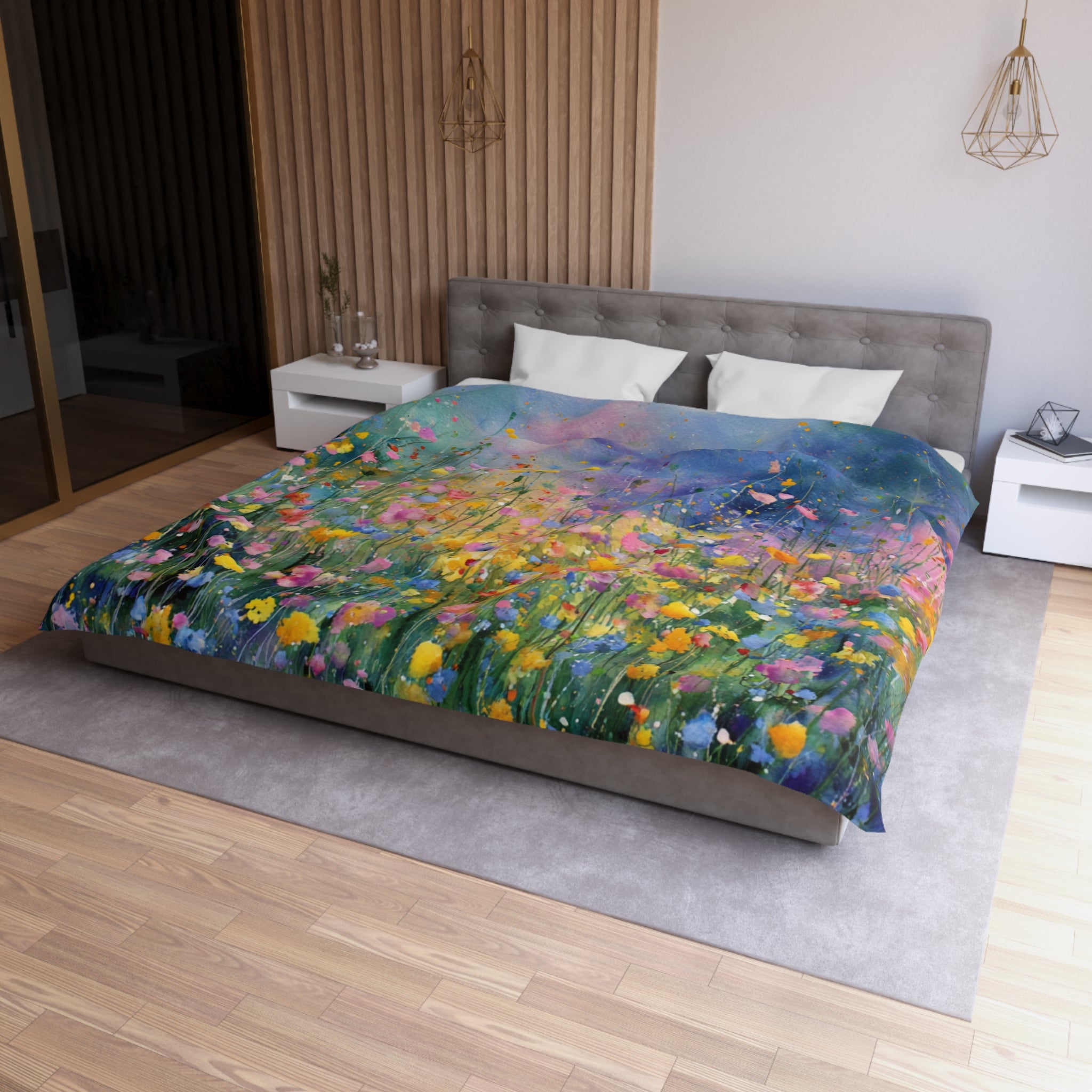 Floral Duvet, Pillow Cover | Blue Yellow Bedroom Decor