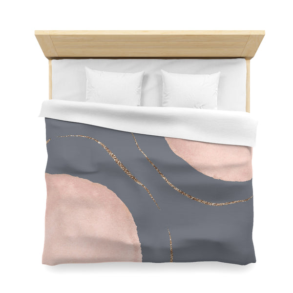 Abstract Duvet Cover | Gray, Blush Pink Geometric