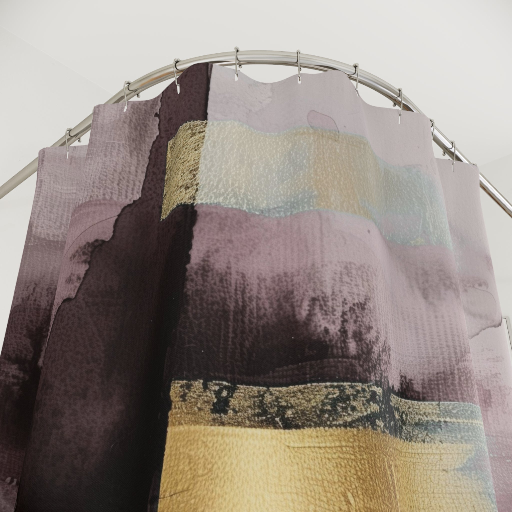 Abstract Shower Curtain | Rustic Mauve Pink Ombre Muted Gold