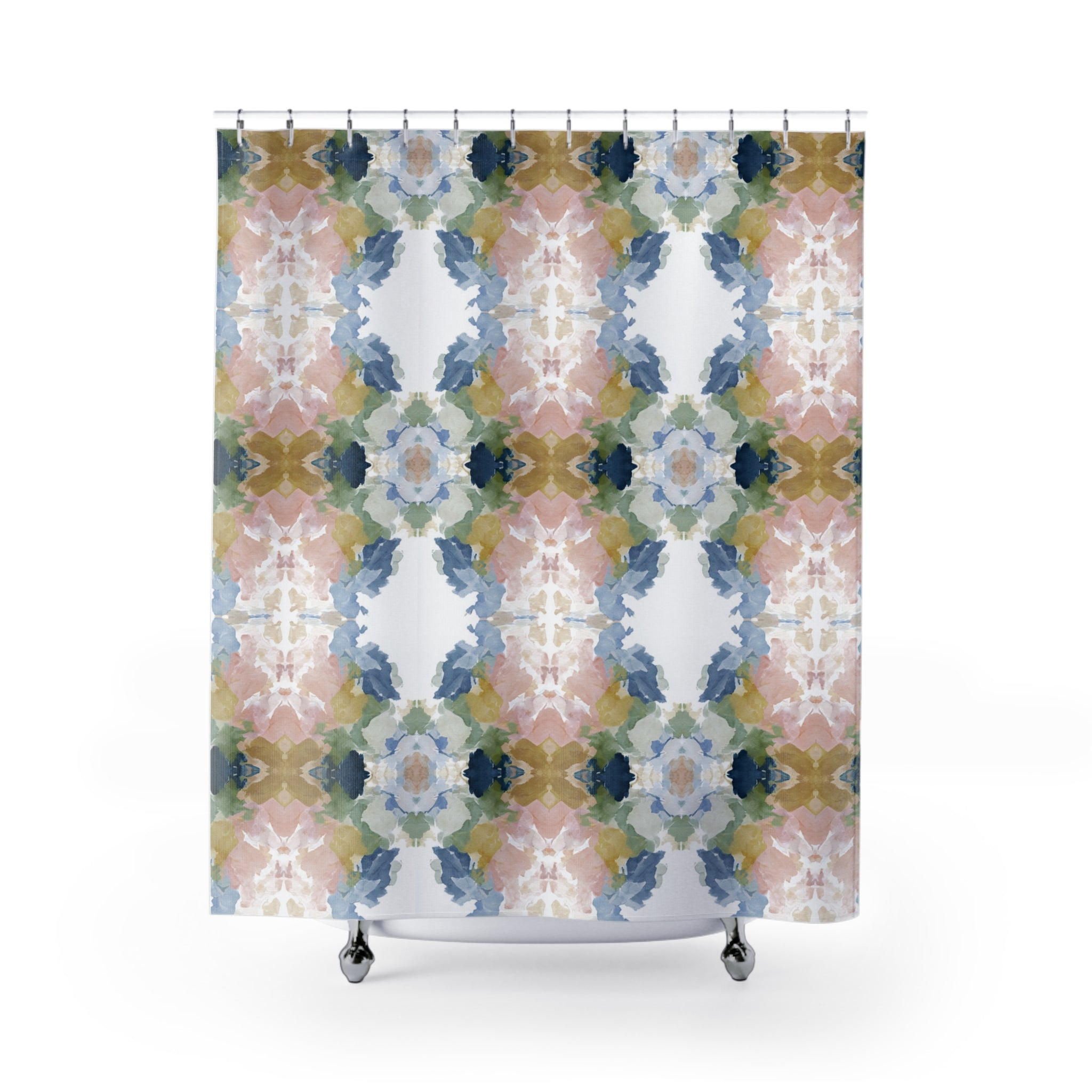Abstract Shower Curtain | Blue Blush Watercolor Aesthetic