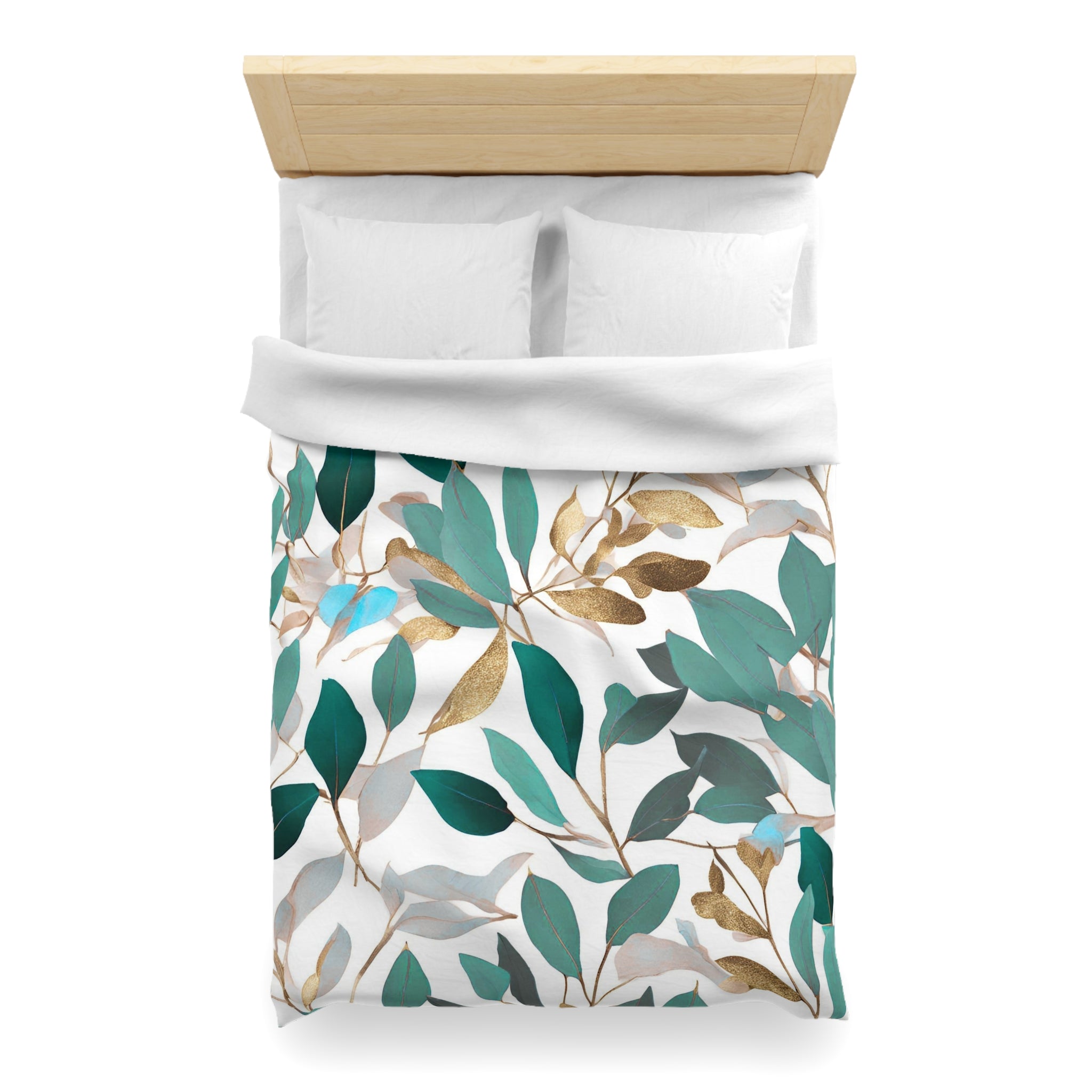 Floral Duvet, Pillow Cover | Teal Green Grey White Bedroom Decor
