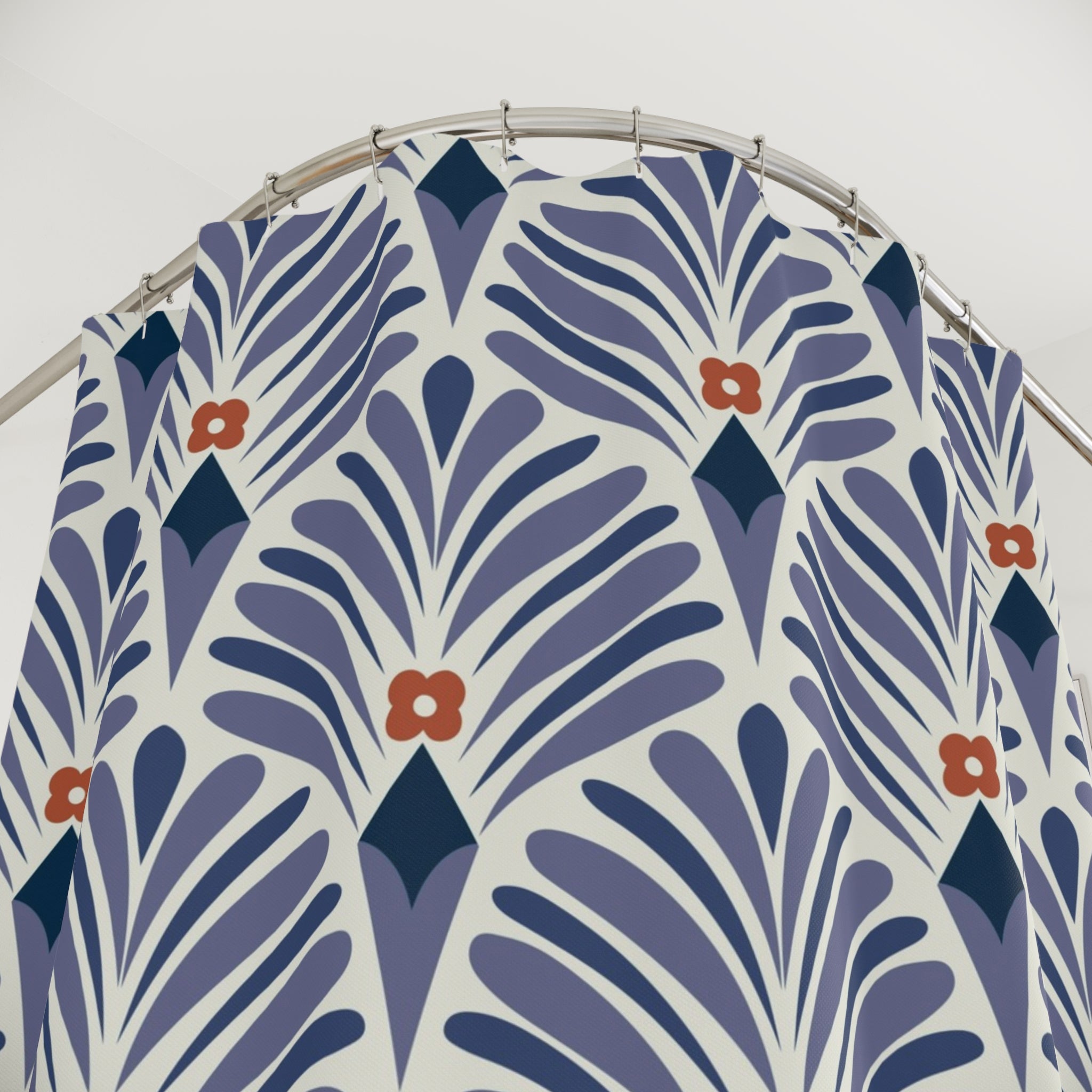 Boho Shower Curtain | Art Deco Lavender Purple Blue