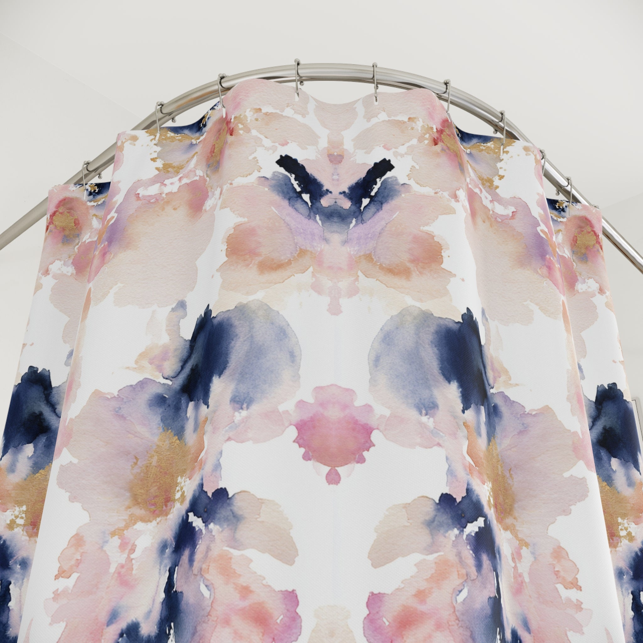 Abstract Shower Curtain | Navy Blue Blush Mirrored Art