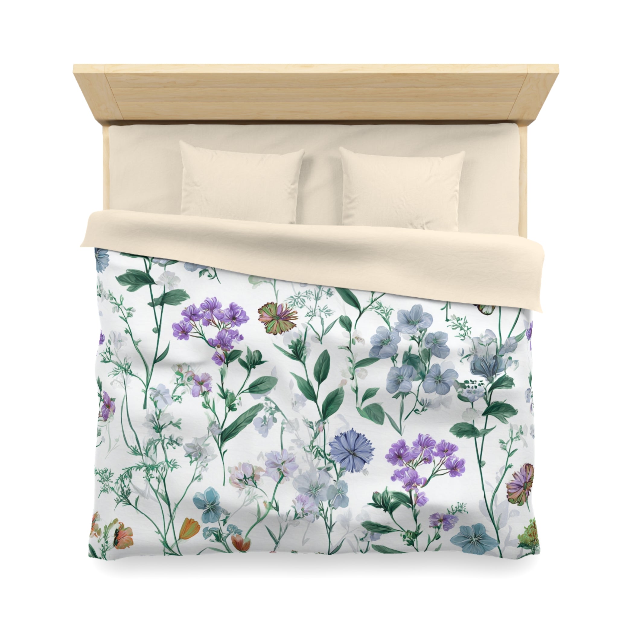 Floral Modern Duvet, Pillow Cover | White Green Bedroom Decor