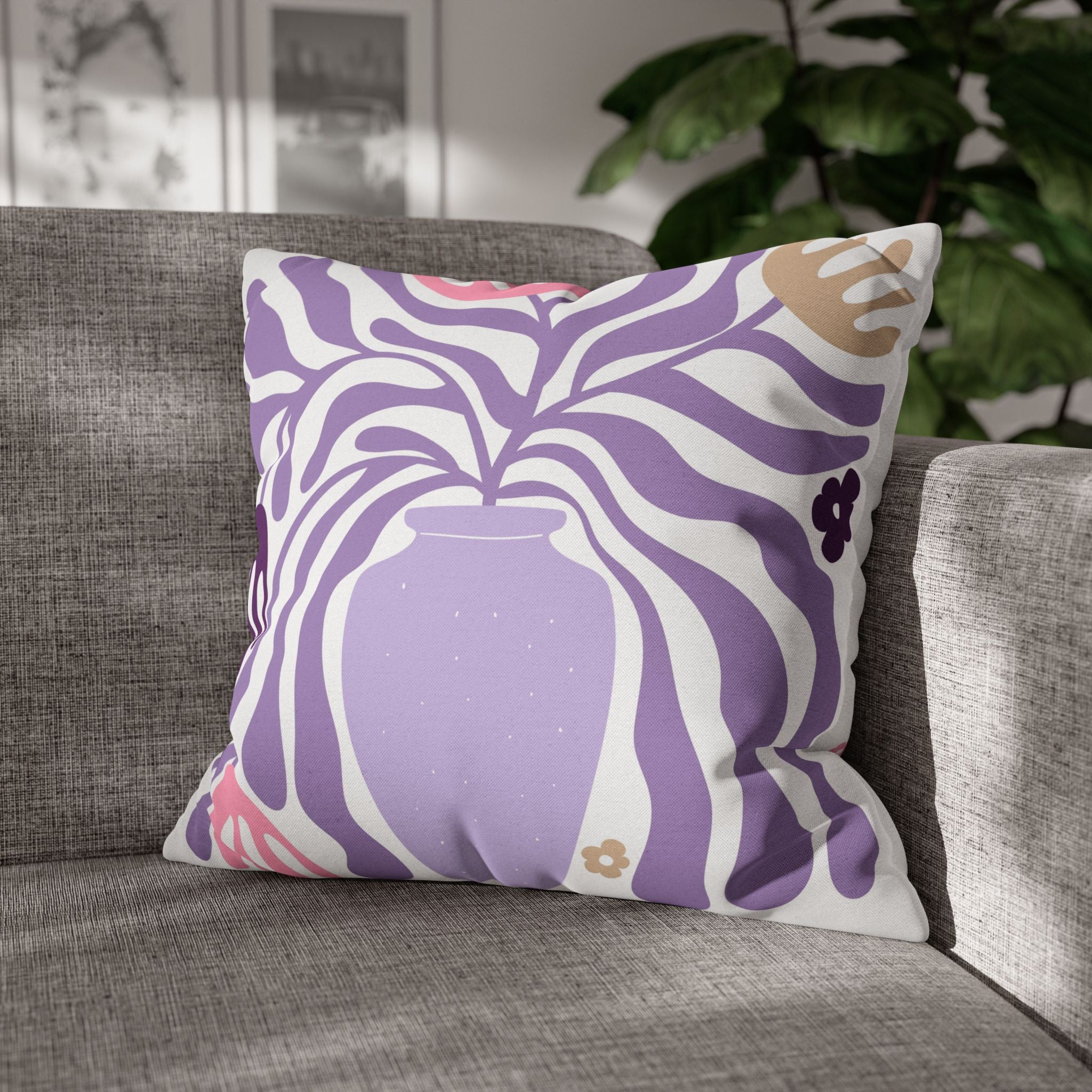Abstract Pillow Cover | Lavender Purple Pink White Matisse Minimalist Art