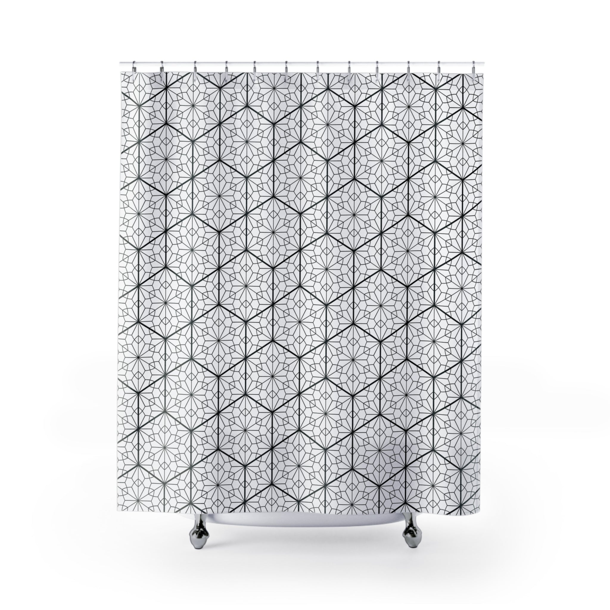 Art Deco Shower Curtain | Black White Geometric Bathroom Decor