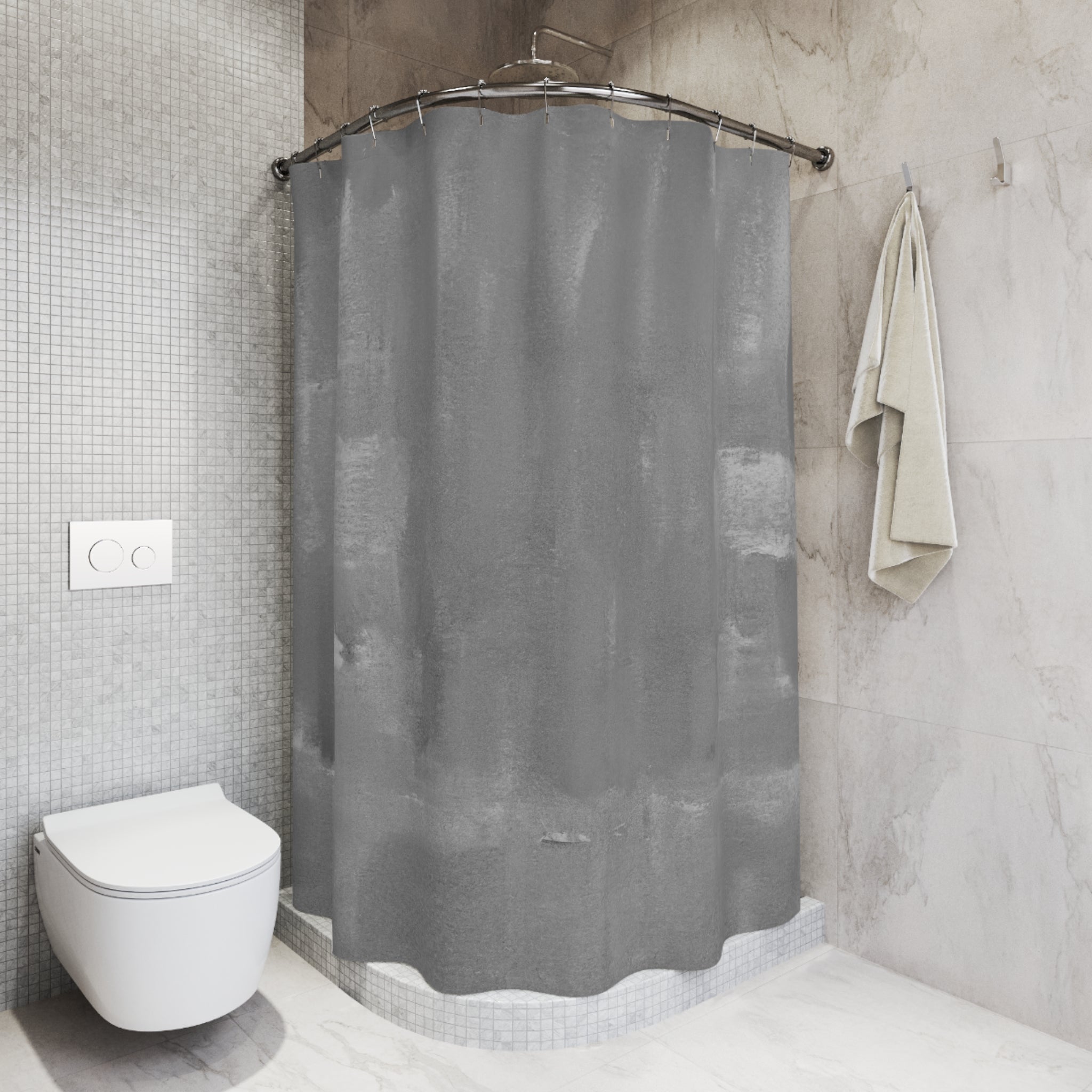 Grey Slate Shower Curtain | Rustic Wall Minimalist Fabric Curtain