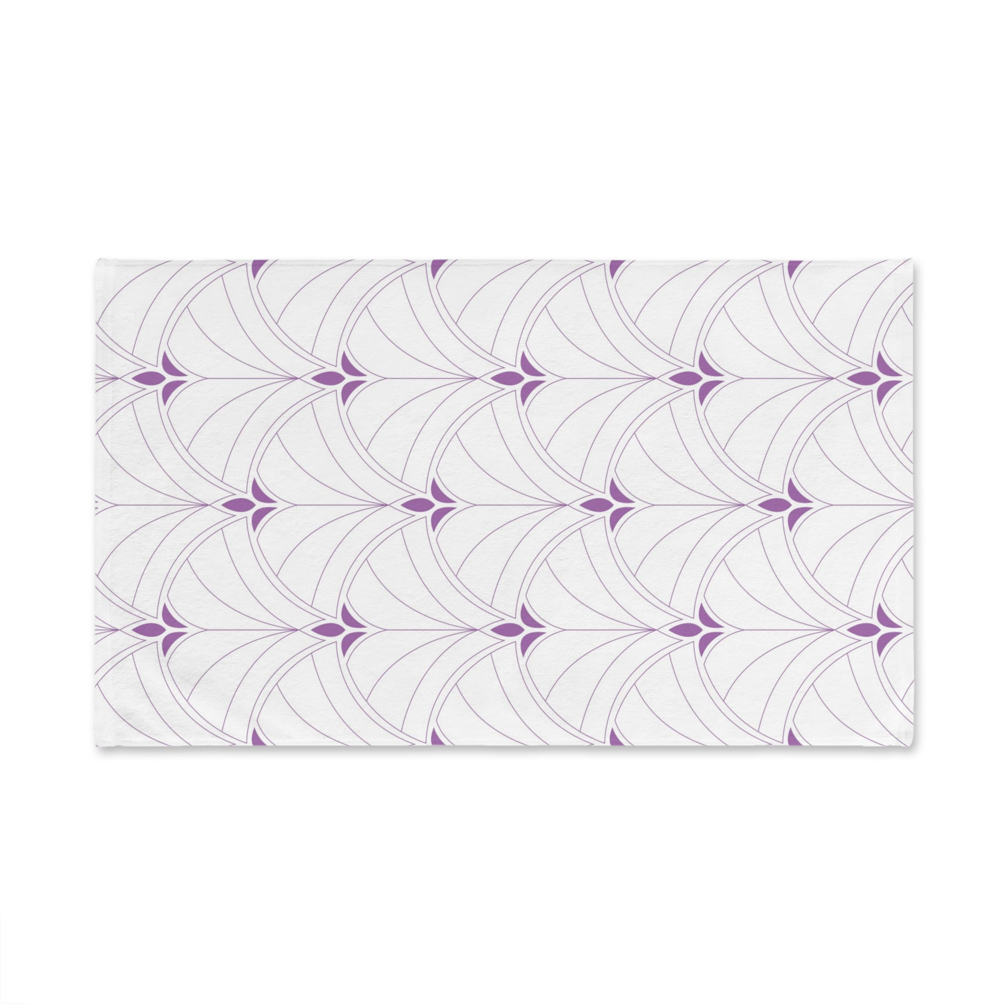 Boho Kitchen, Bath Hand Towel | Art Deco White Lavender Purple