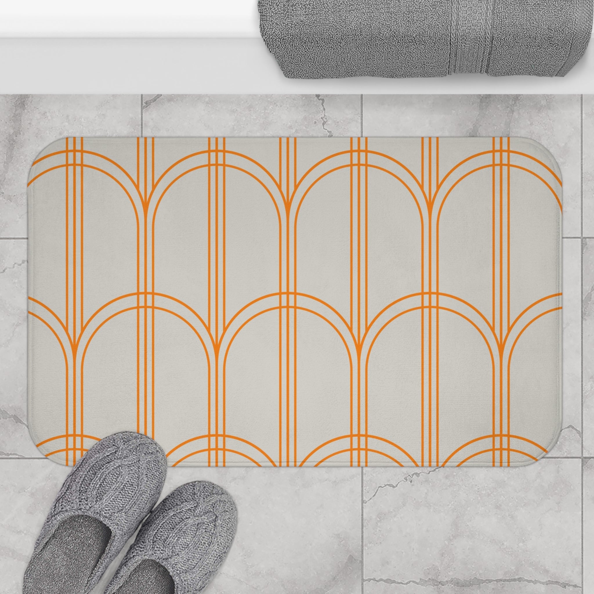 Art Deco Kitchen, Bath Mat | Grey Orange Arches