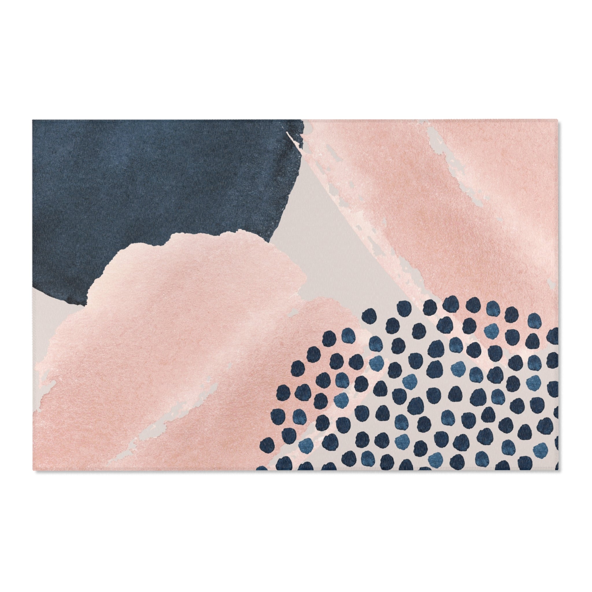 Abstract Area Rug | Blush Grey, Navy Blue Watercolor