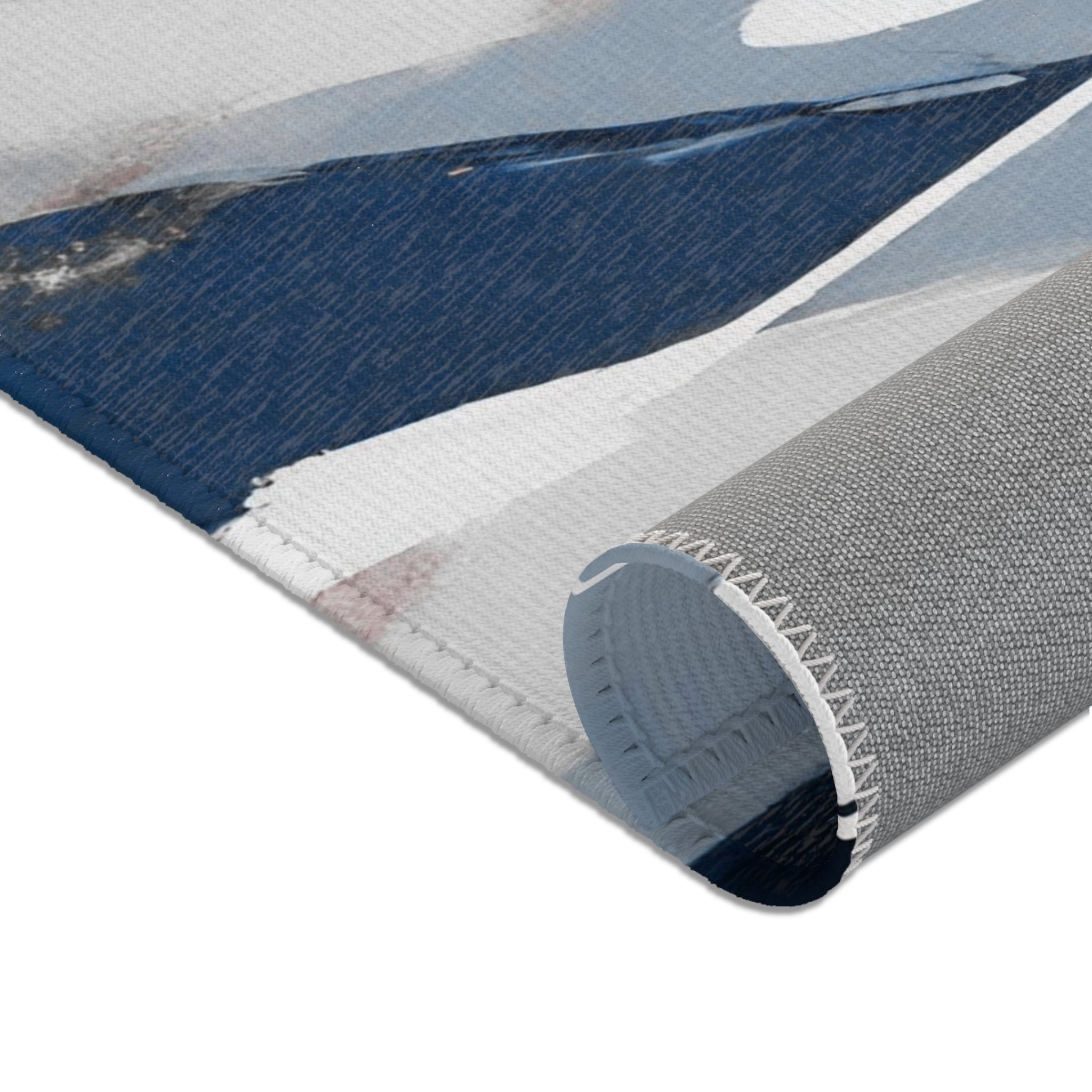 Abstract Large Area Rug | Modern Blue Grey White Watercolor Rug