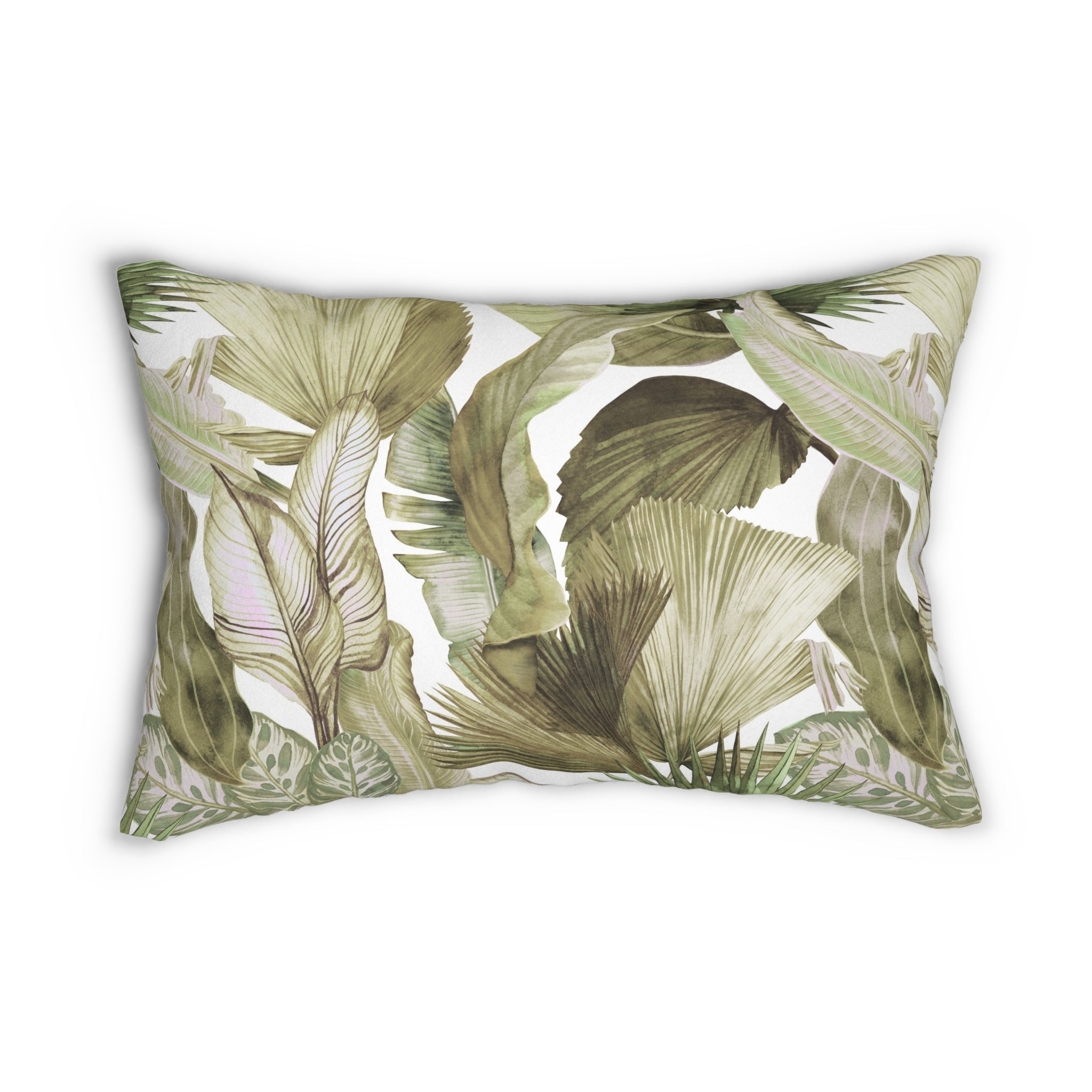 Boho Floral Lumbar Pillow | Jungle Tropical Leaves