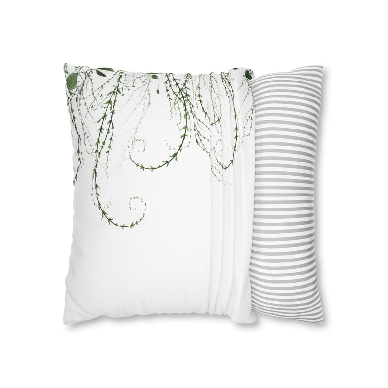 Floral Pillow Cover | White Sage Green Leaves, Minimalist