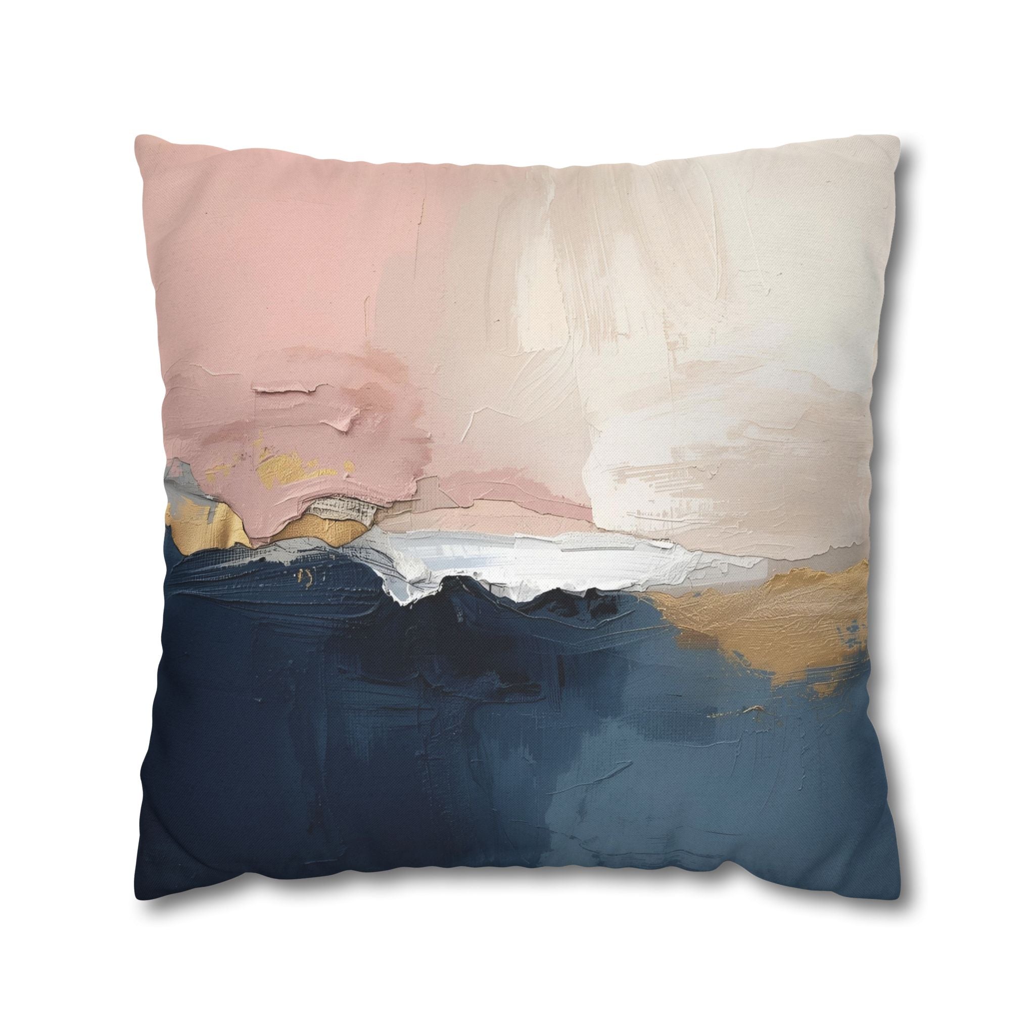 Abstract Pillow Cover | Navy Blue, Blush Pink Ombre