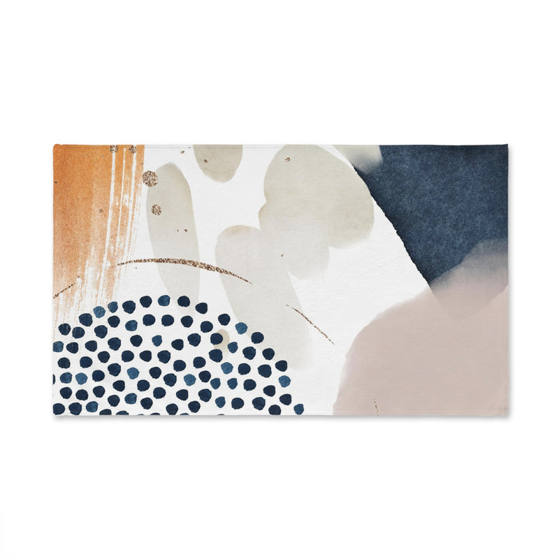 Abstract Kitchen, Bath Hand Towel | Orange Navy Blue, Blush Beige Ivory