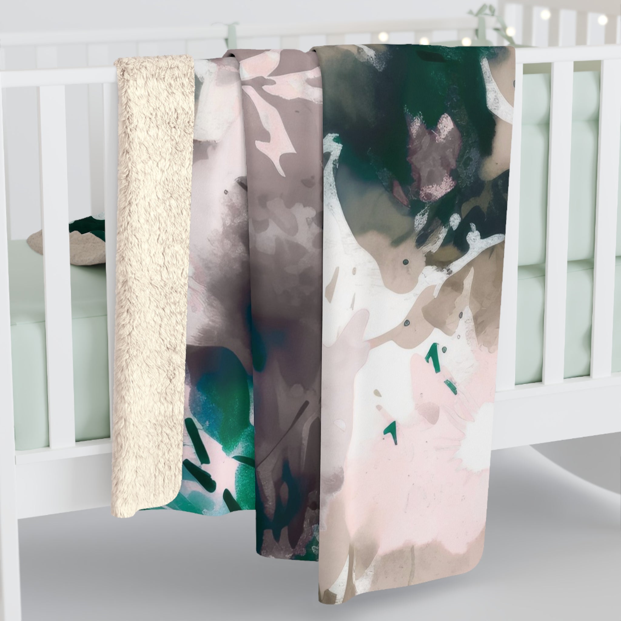 Floral Throw Blanket | Blush Pink Beige Green Watercolor