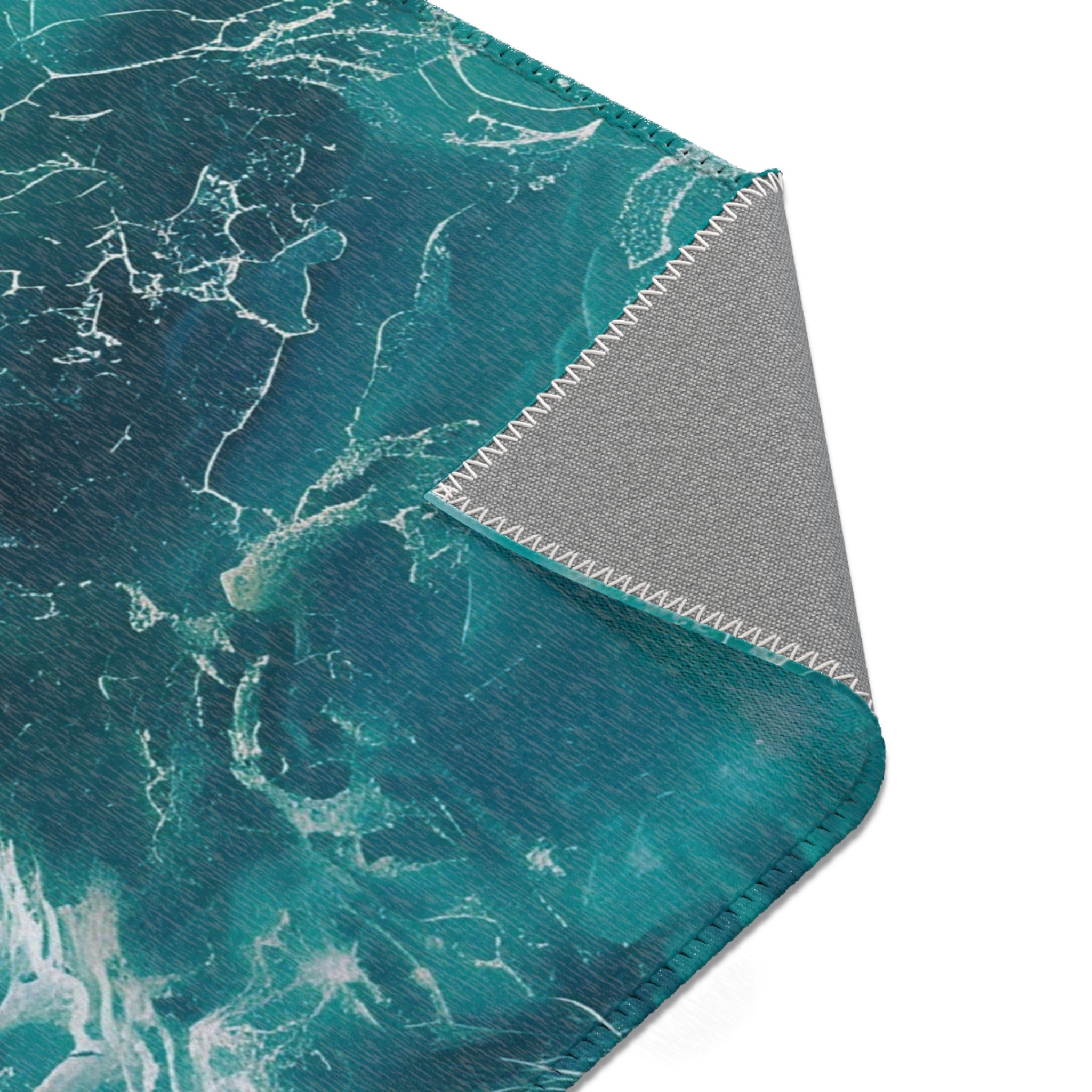 Abstract Area Rug | Teal Green Ocean Watercolor