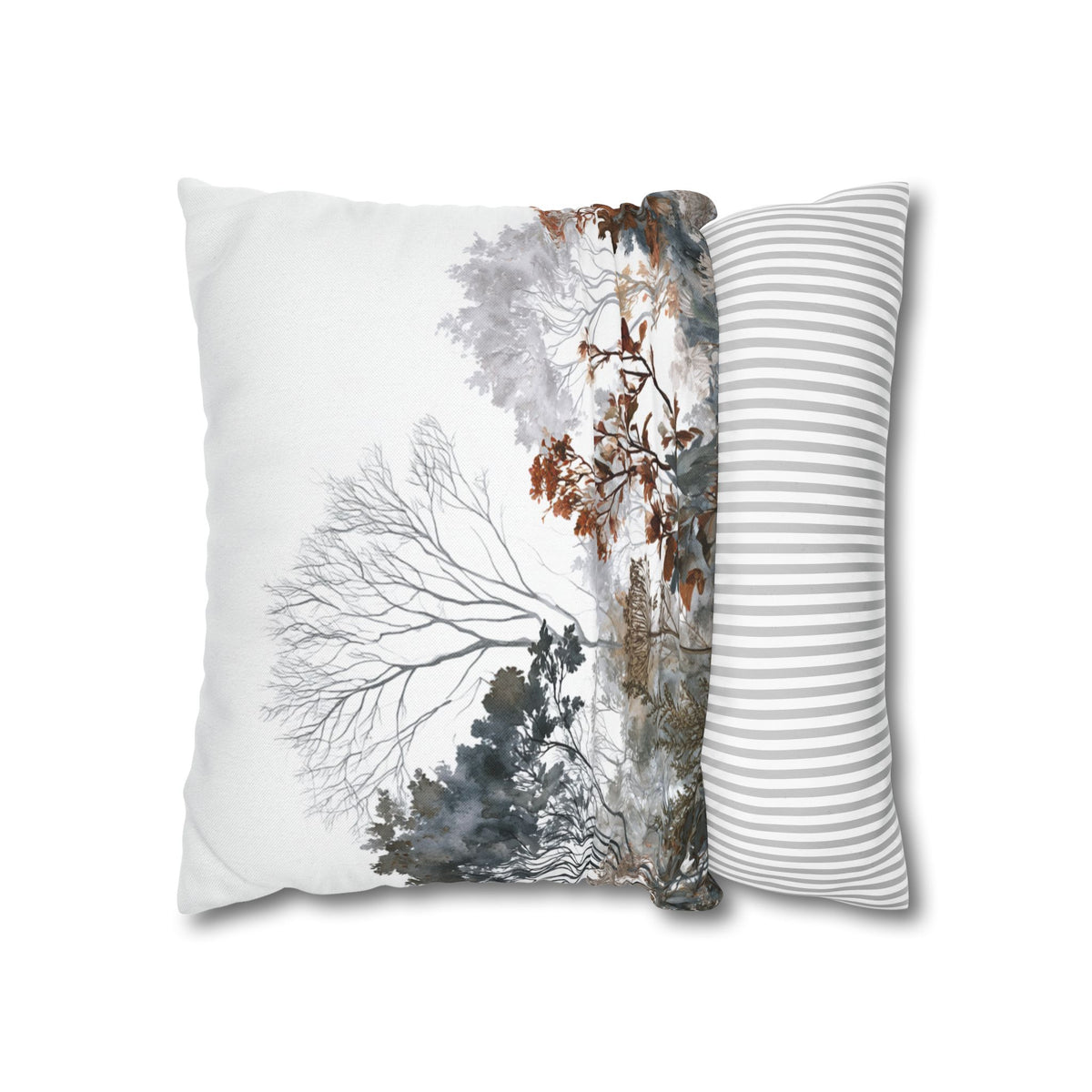 Minimal Tree Pillow Cover | Grey Rust Watercolor Forest Pillowcase