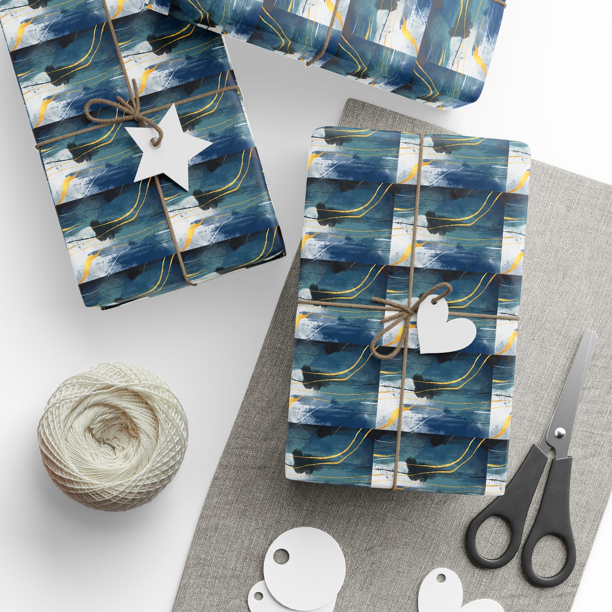 Abstract Wrapping Papers | Navy Blue White