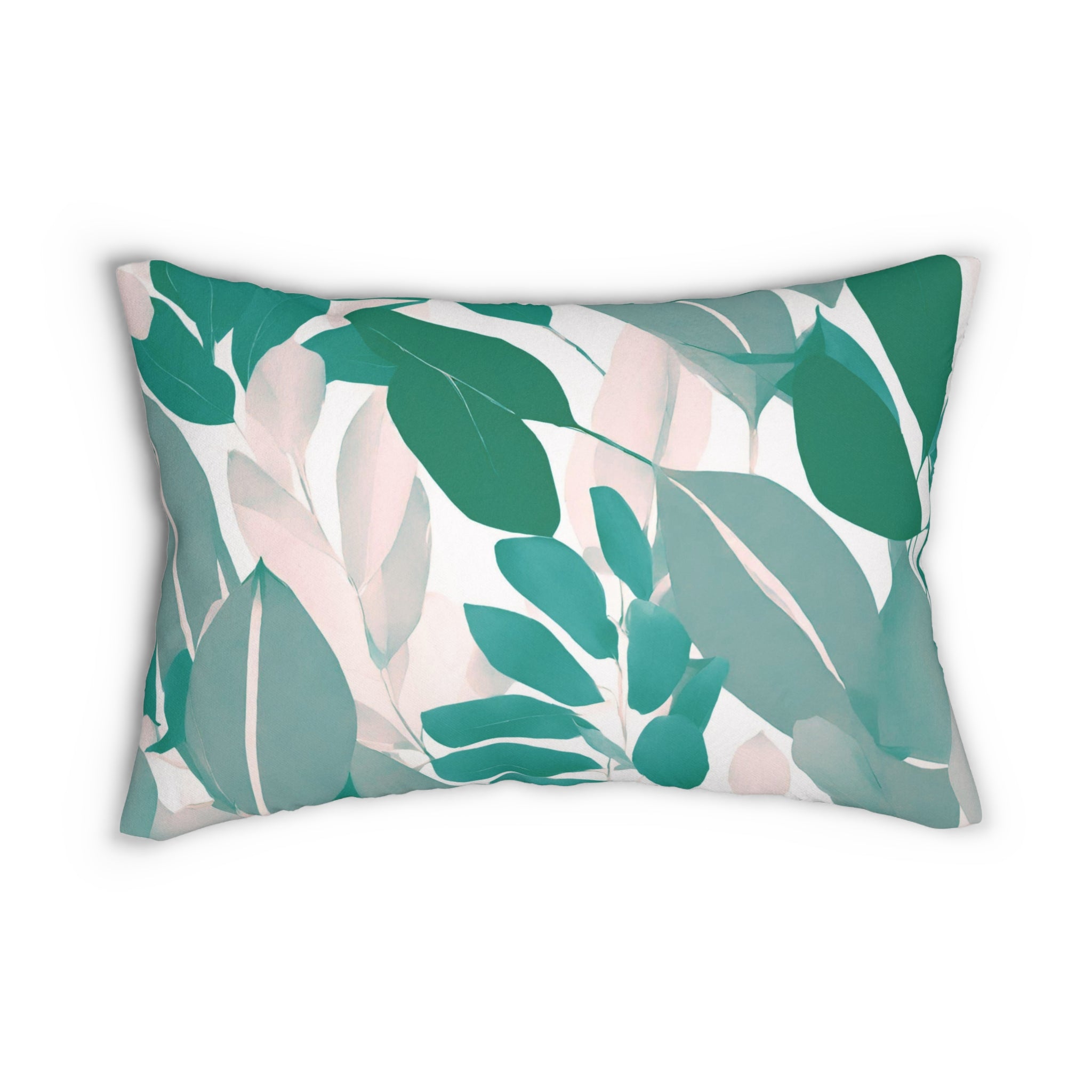 Boho Lumbar Pillow | Floral Teal Sage Green, Blush Pink