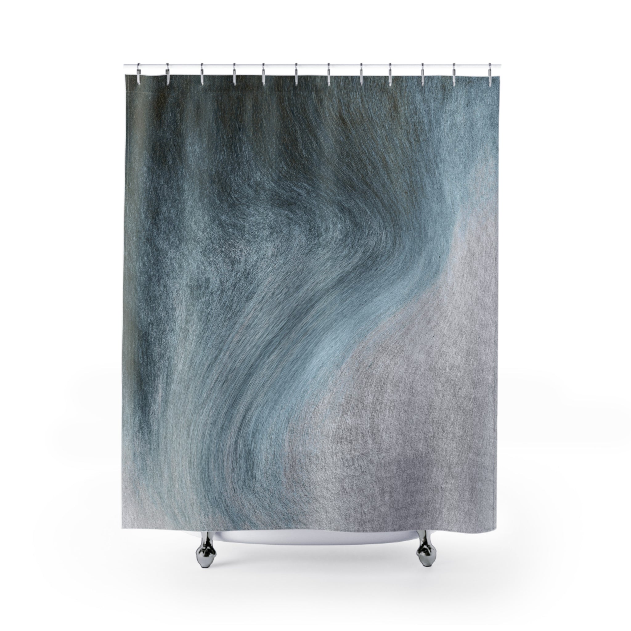 Boho Shower Curtain | Blue Grey Ombre Watercolor