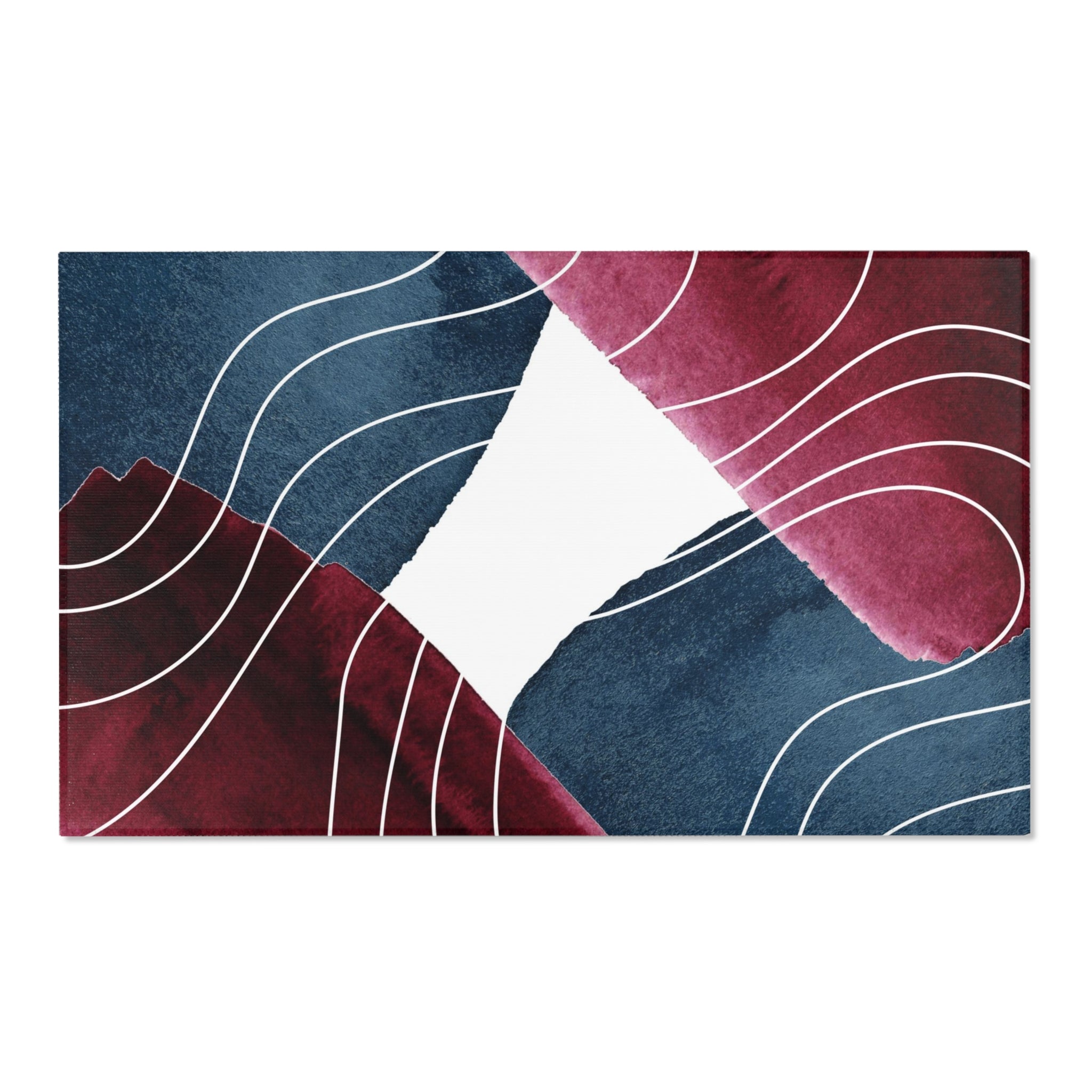 Abstract Boho Area Rug | Burgundy Navy Blue