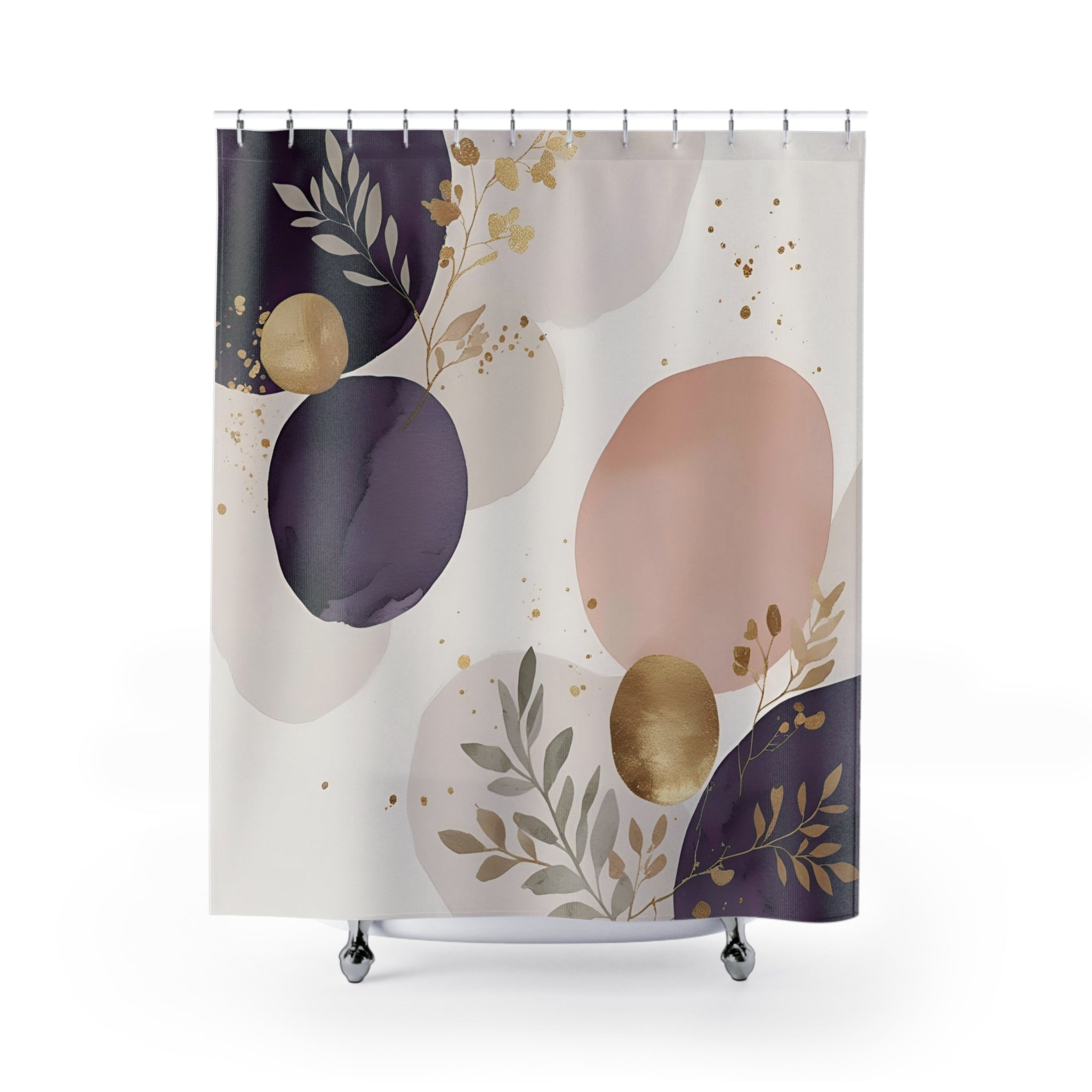 Abstract Shower Curtain | Purple Blush Pink Grey