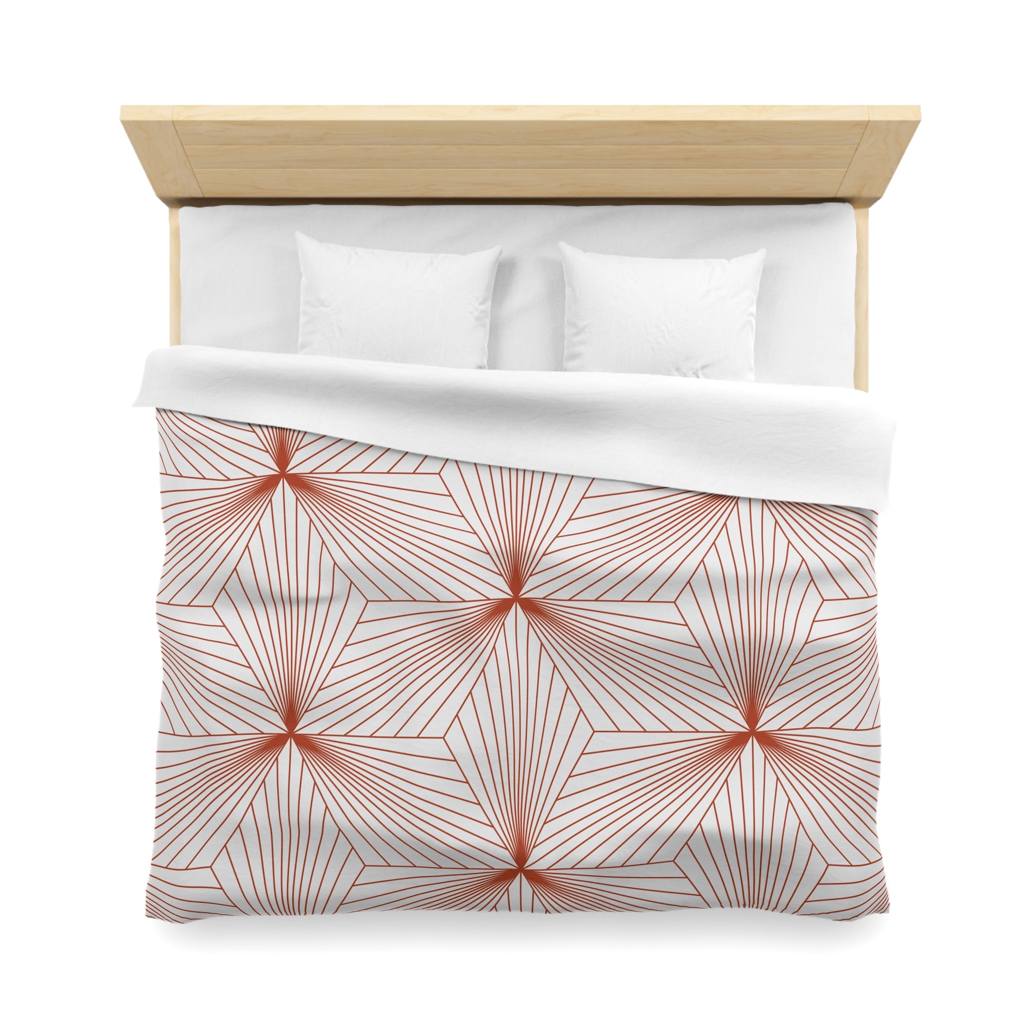 Art Deco Duvet Cover | Rust Red, Off White Bedding Blanket Cover