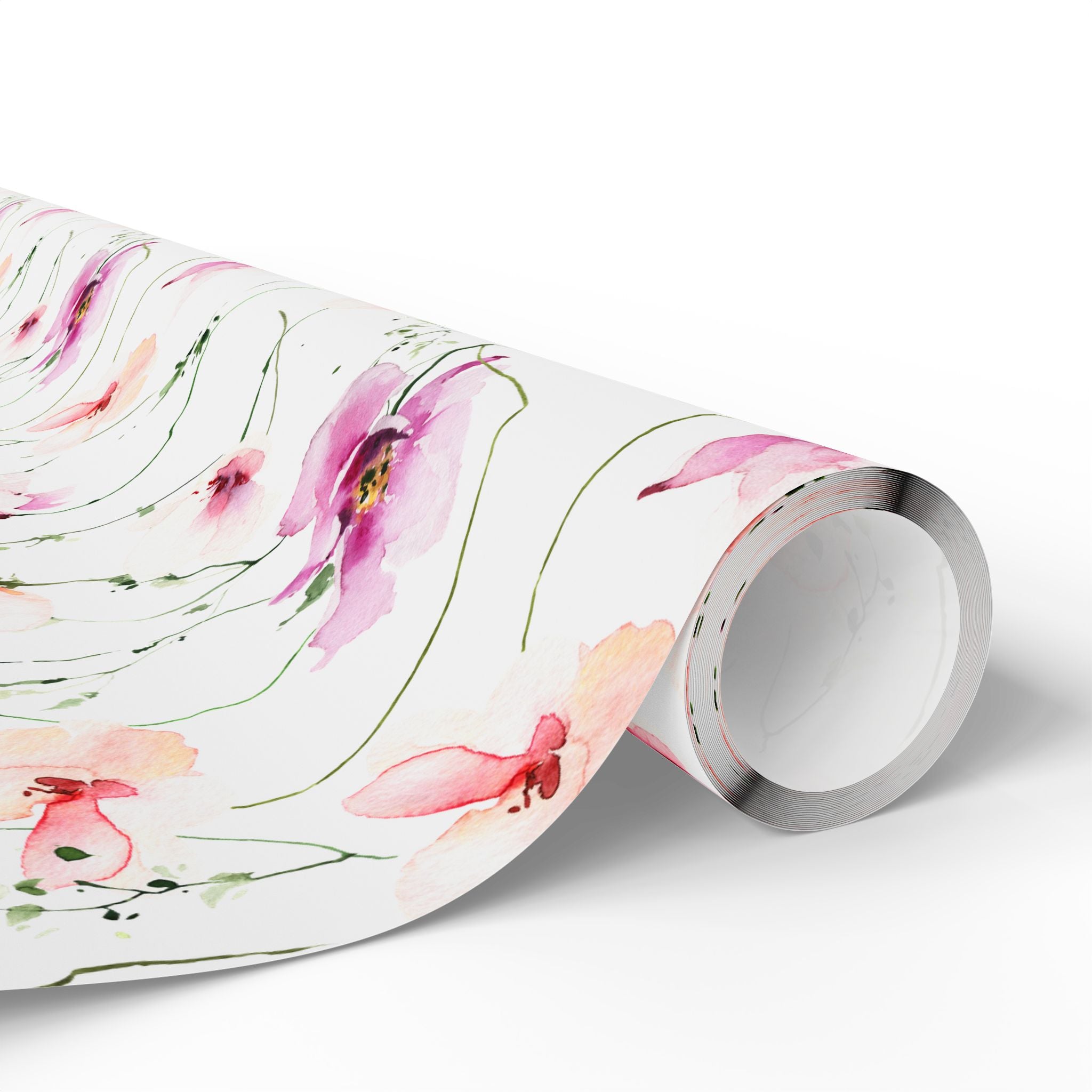 Gift Wrapping Paper | Pink White Floral Wrap for the Holidays, Birthdays
