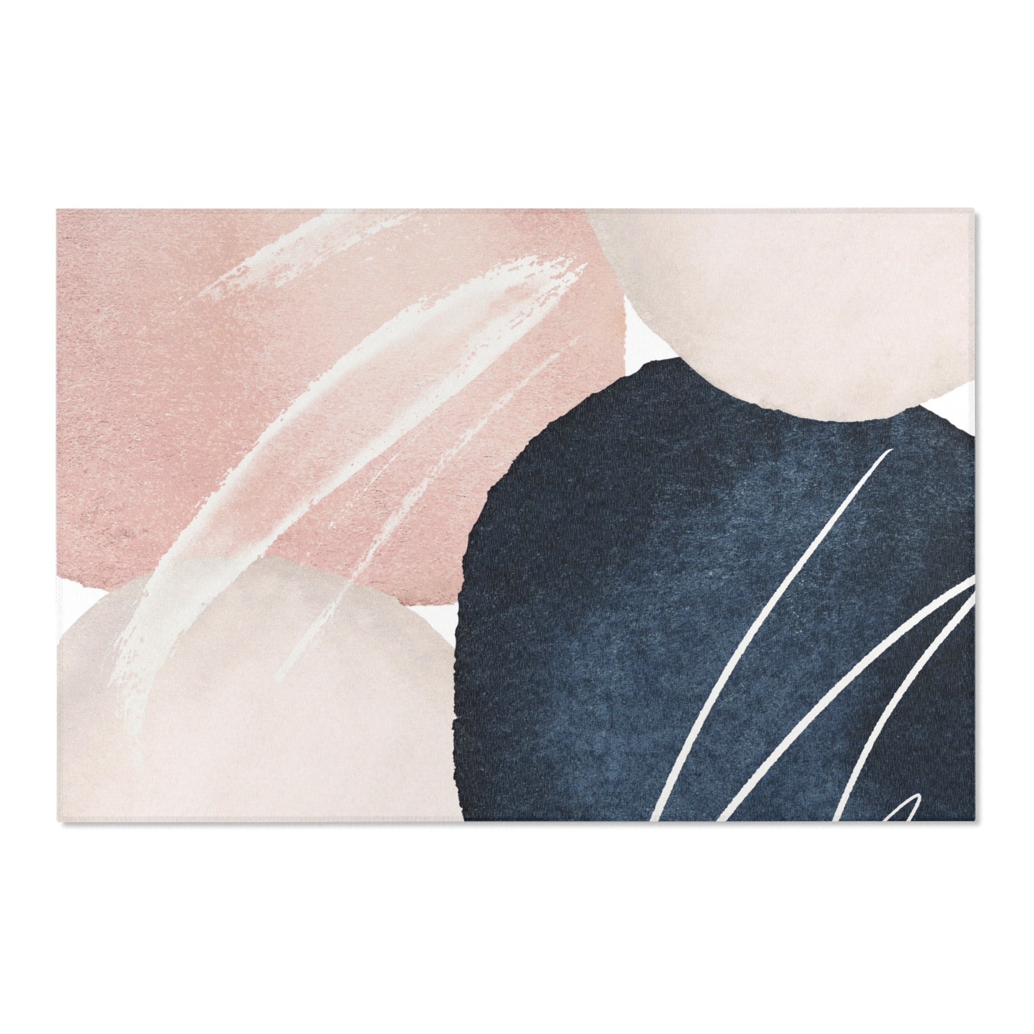 Abstract Area Rug | Blush Pink, Navy Blue Watercolor Artsy Rug