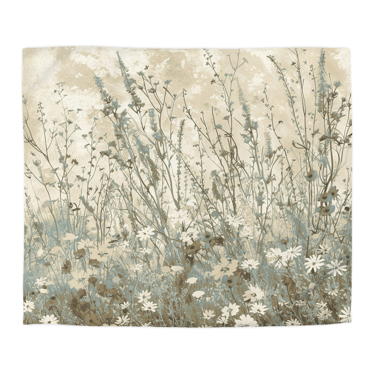 a field of tall grass with delicate white flowers, creating a serene and natural scene.
